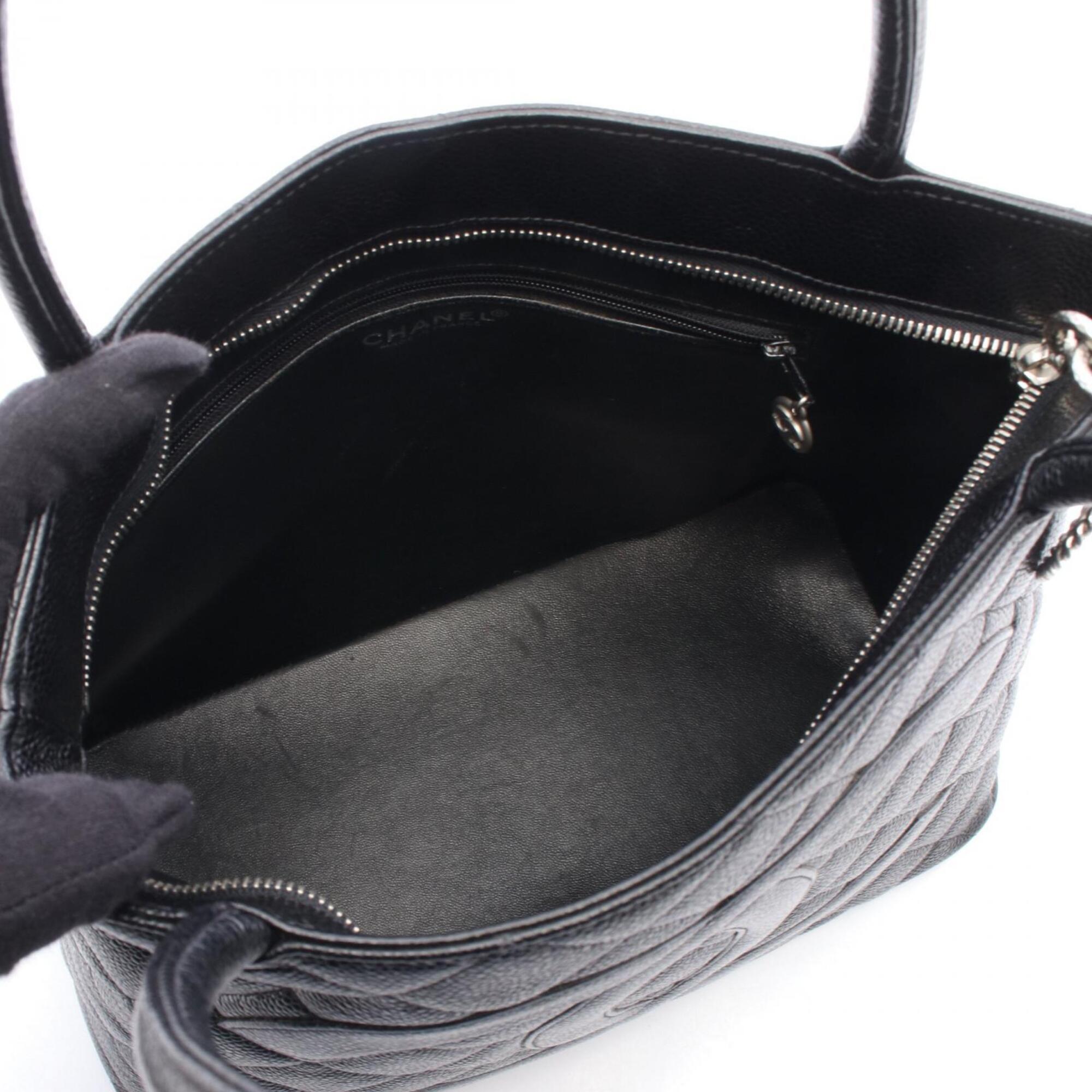 Chanel Black Grained Calfskin Handbag Tote Bag (Pre-Owned)