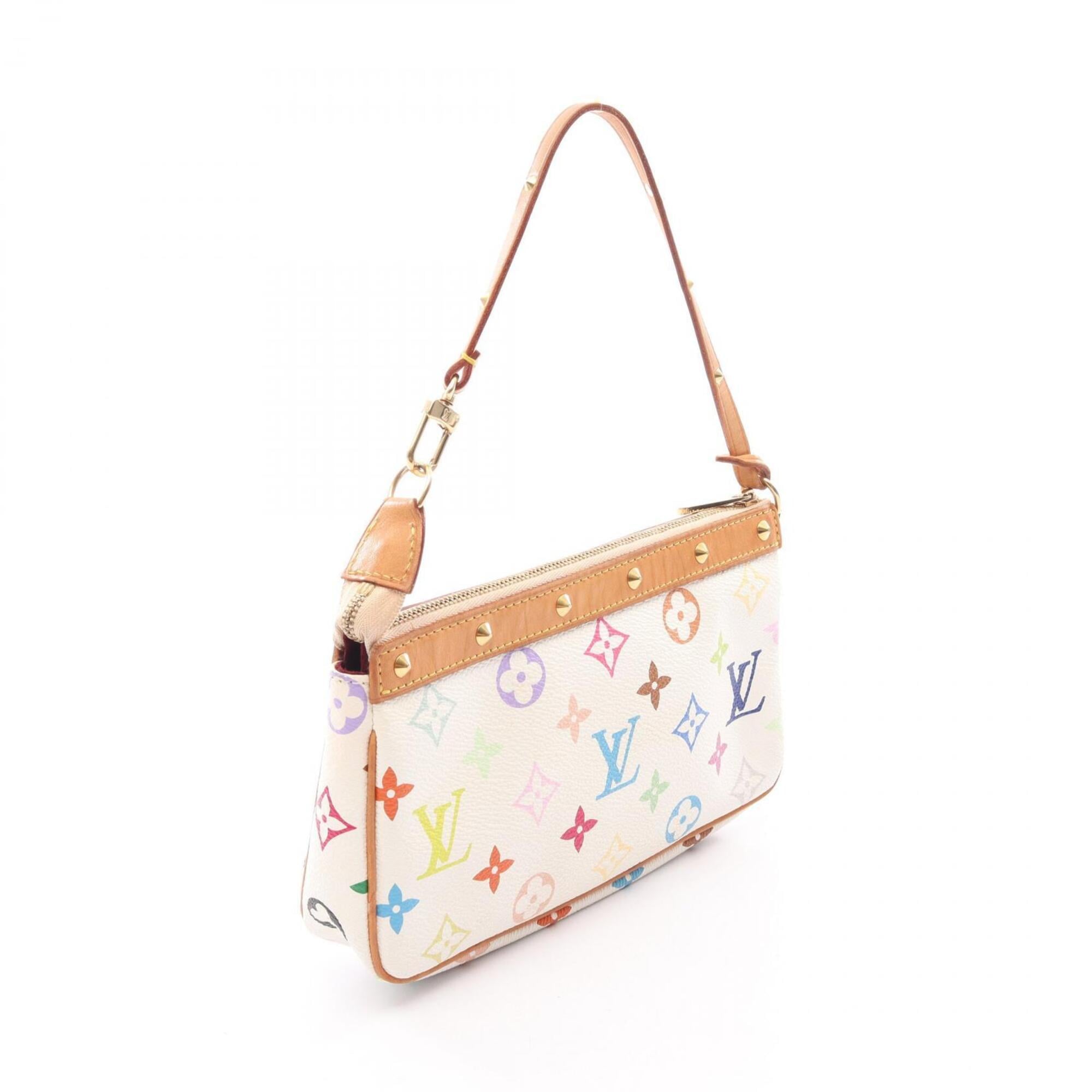 Louis Vuitton Blanc White Coated Canvas Monogram Multicolore Leather Handbag (Pre-Owned)