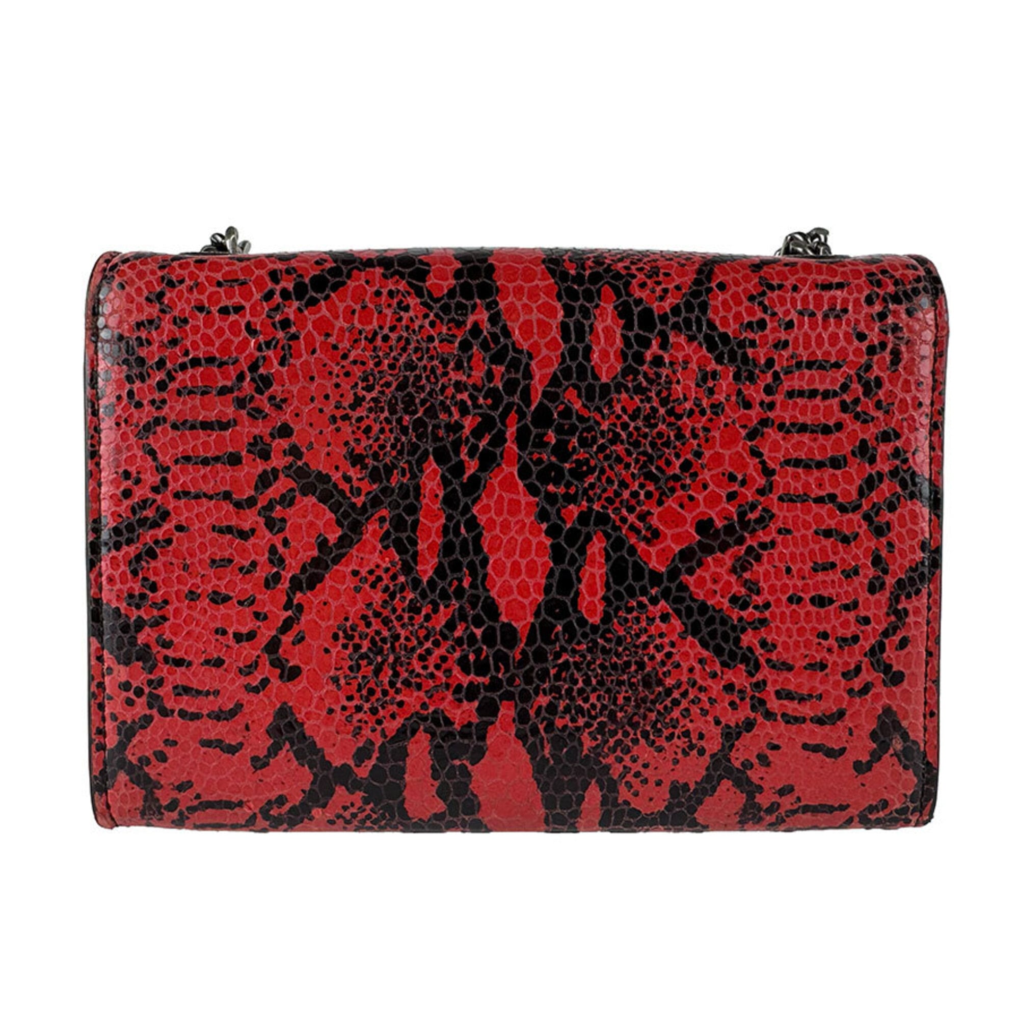 Saint Laurent Black Red Color Leather Shoulder Bag (Pre-Owned)