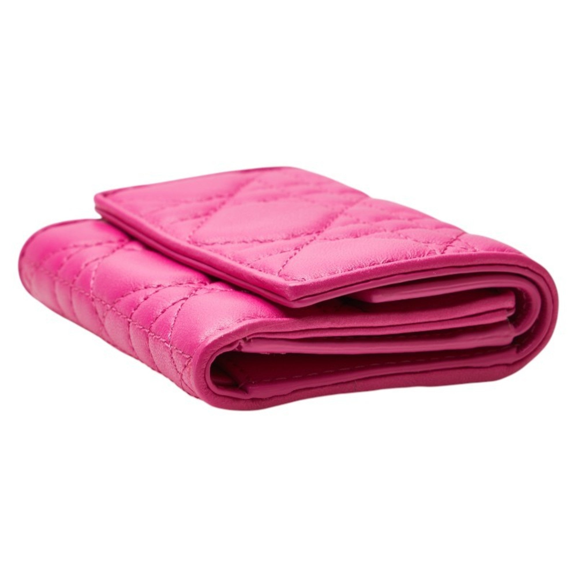 Christian Dior Lady Dior Pink Leather Wallet (Tri-Fold) (Pre-Owned)