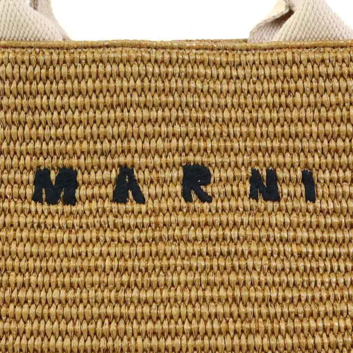 Marni Ivory Raffia Canvas Handbag Shoulder Bag (Pre-Owned)