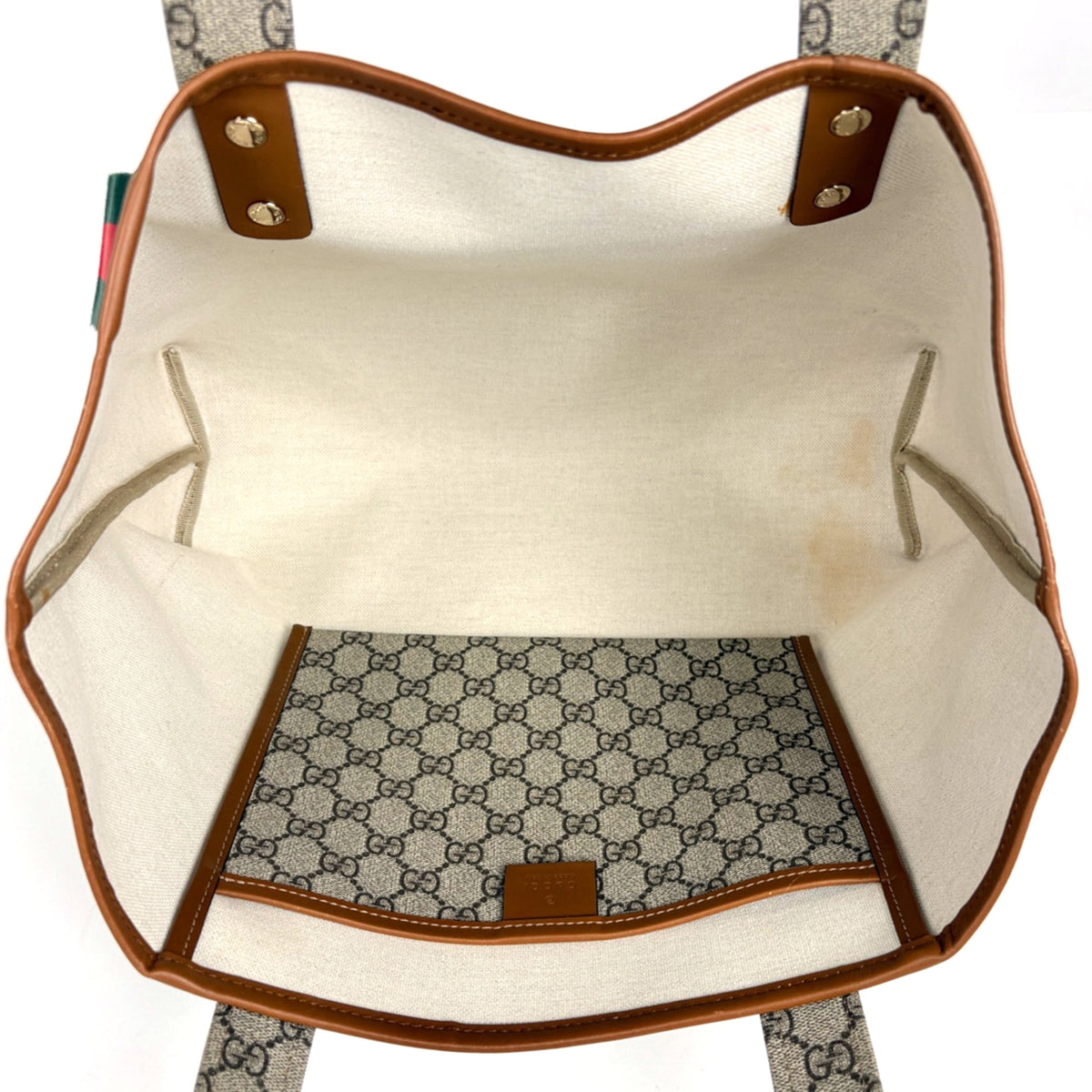 Gucci Beige Coated Canvas Leather Tote Bag (Pre-Owned)