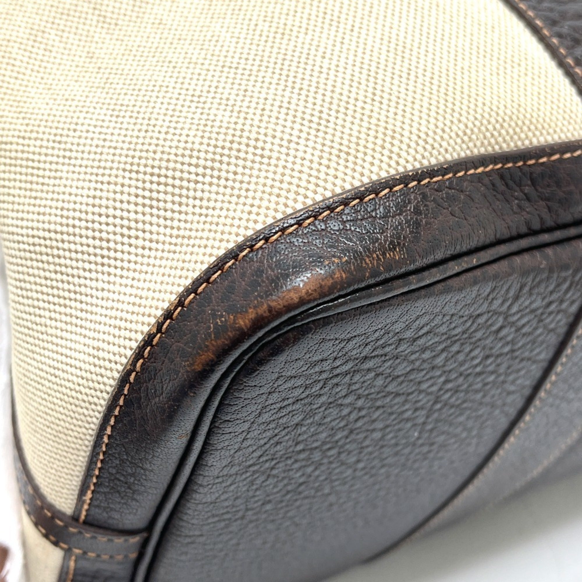 Hermes Beige Brown Toile H Leather Handbag Tote Bag (Pre-Owned)