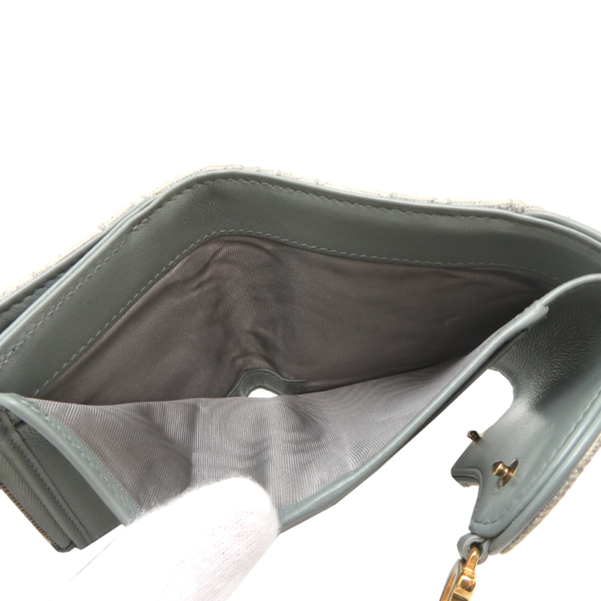 Christian Dior White Canvas Wallet (Tri-Fold) (Pre-Owned)