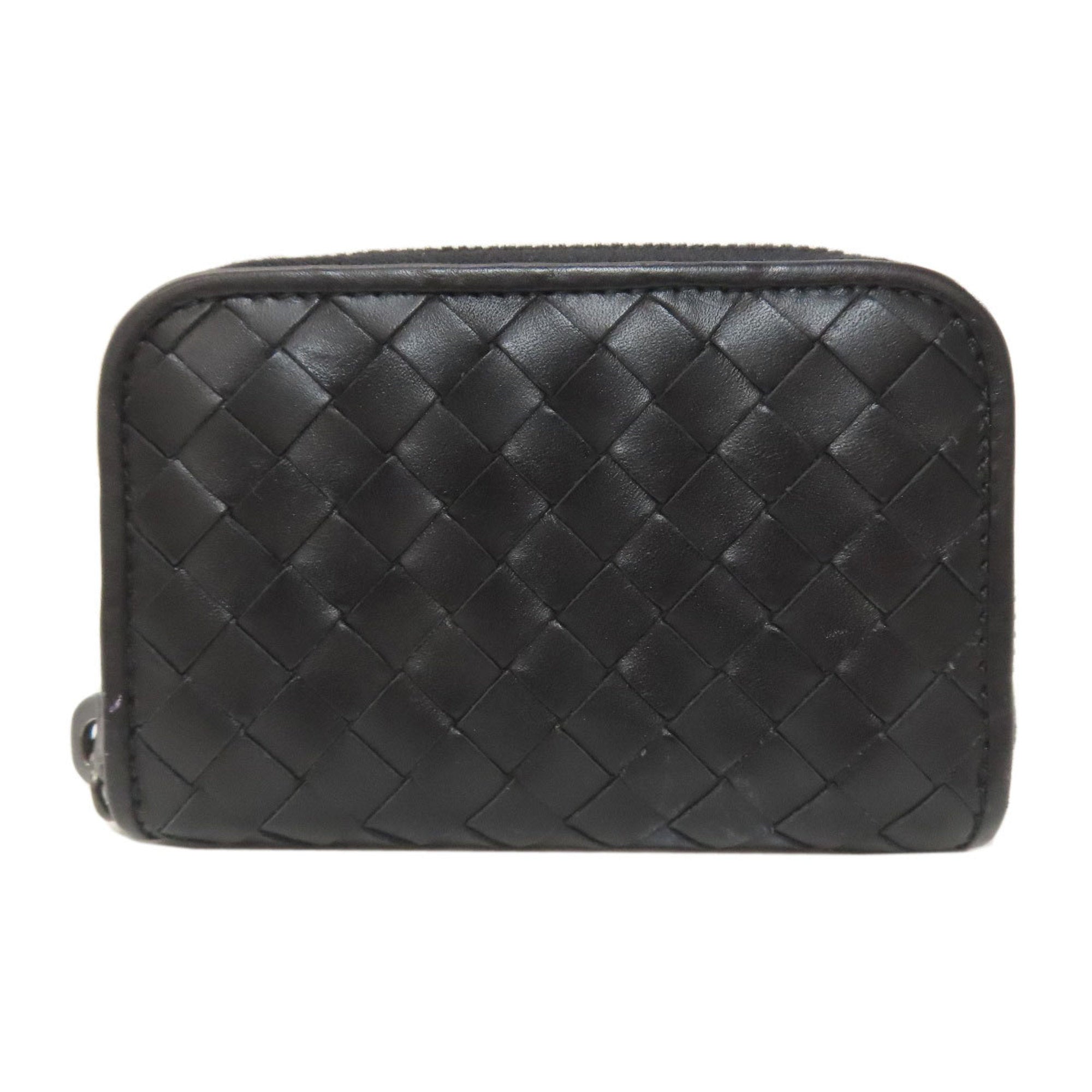 Bottega Veneta Intrecciato Black Leather Coin Purse/Coin Case (Pre-Owned)