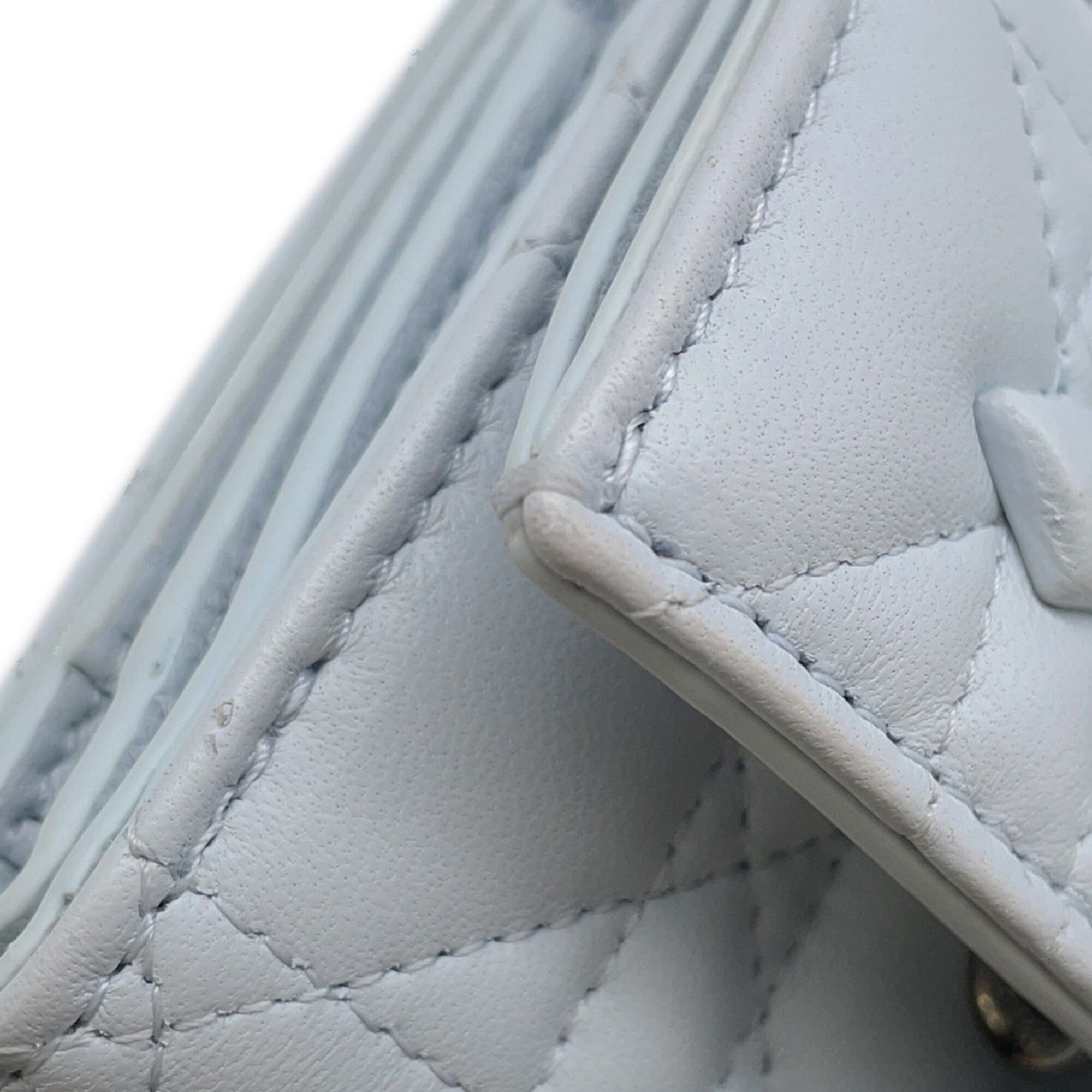 Christian Dior Light Blue Leather Wallet (Tri-Fold) (Pre-Owned)