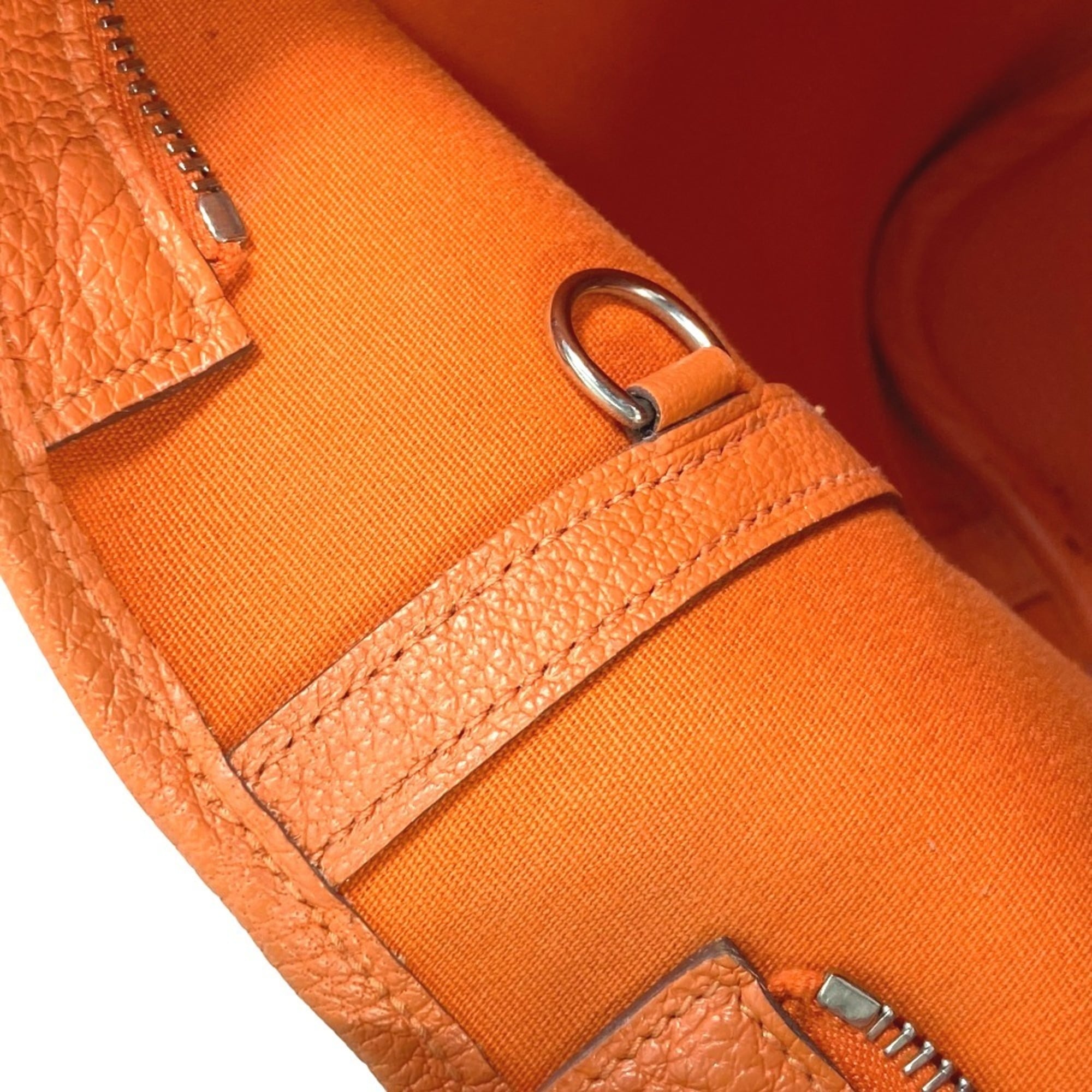 Hermes Orange Toile Officier Shoulder Bag Tote Bag (Pre-Owned)