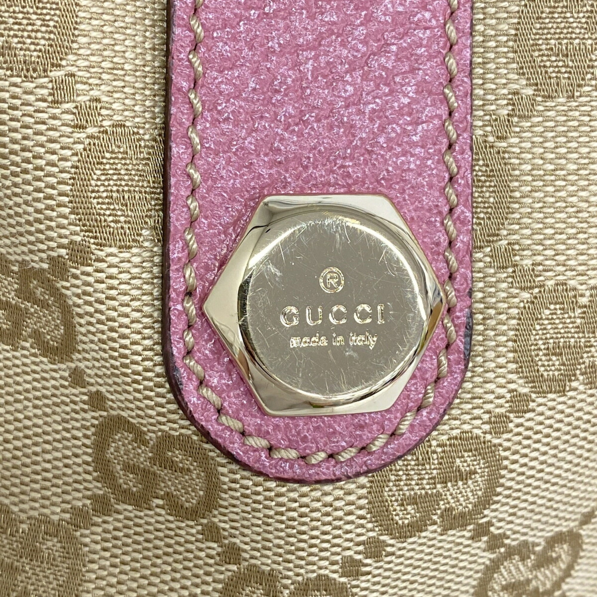 Gucci Brown Pink Canvas Handbag (Pre-Owned)