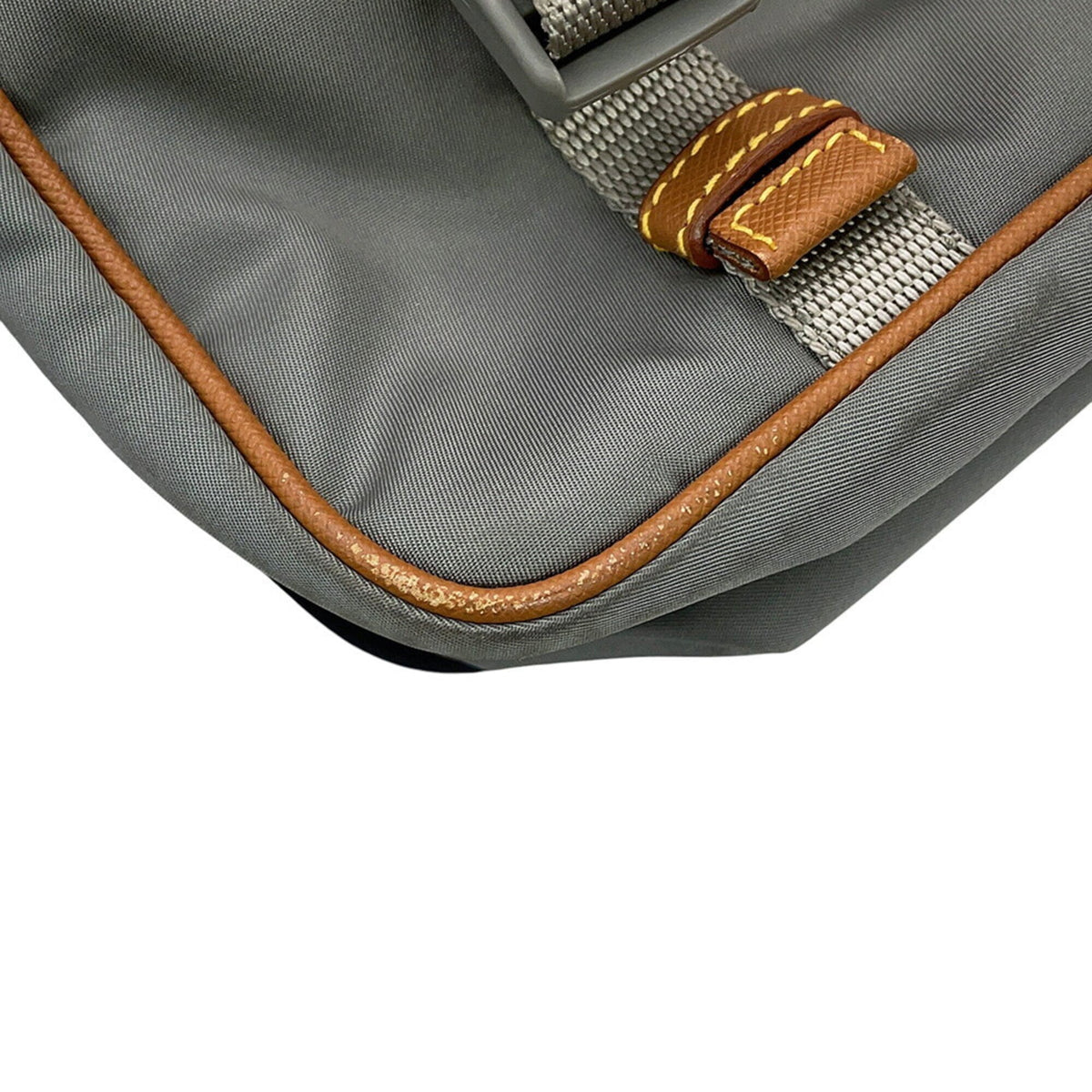 Prada Black Gray Brown Nylon Leather Handbag Shoulder Bag (Pre-Owned)