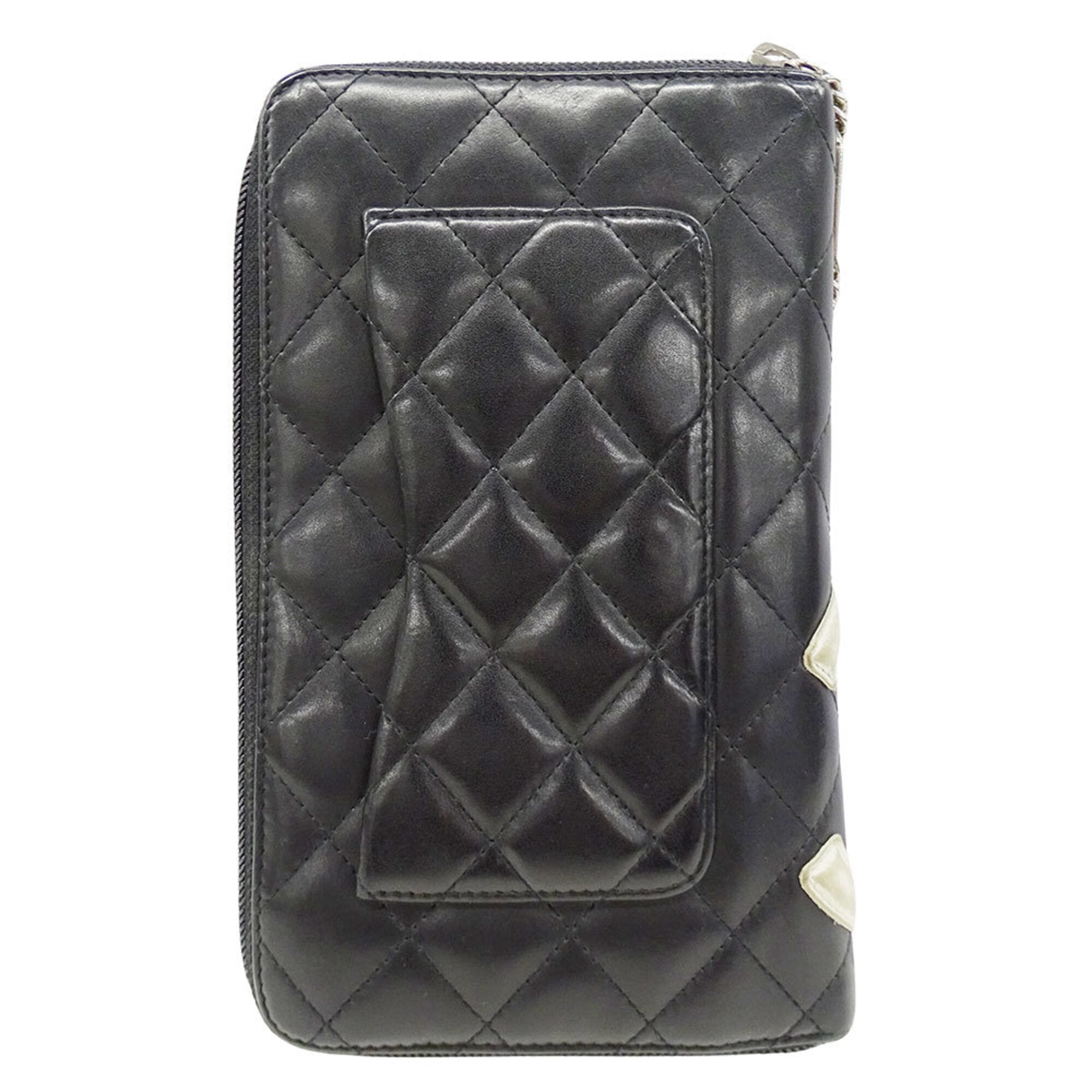 Chanel Cambon Black Leather Long Wallet (Bi-Fold) (Pre-Owned)