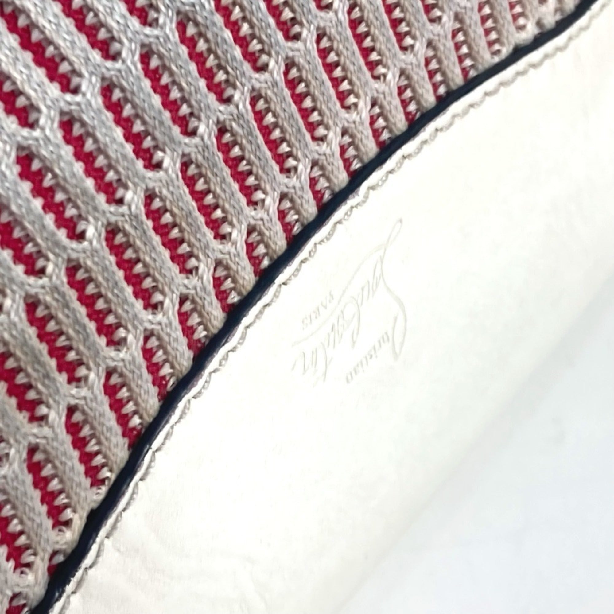 Christian Louboutin Red Color White Leather Shoulder Bag Sling Bag (Pre-Owned)