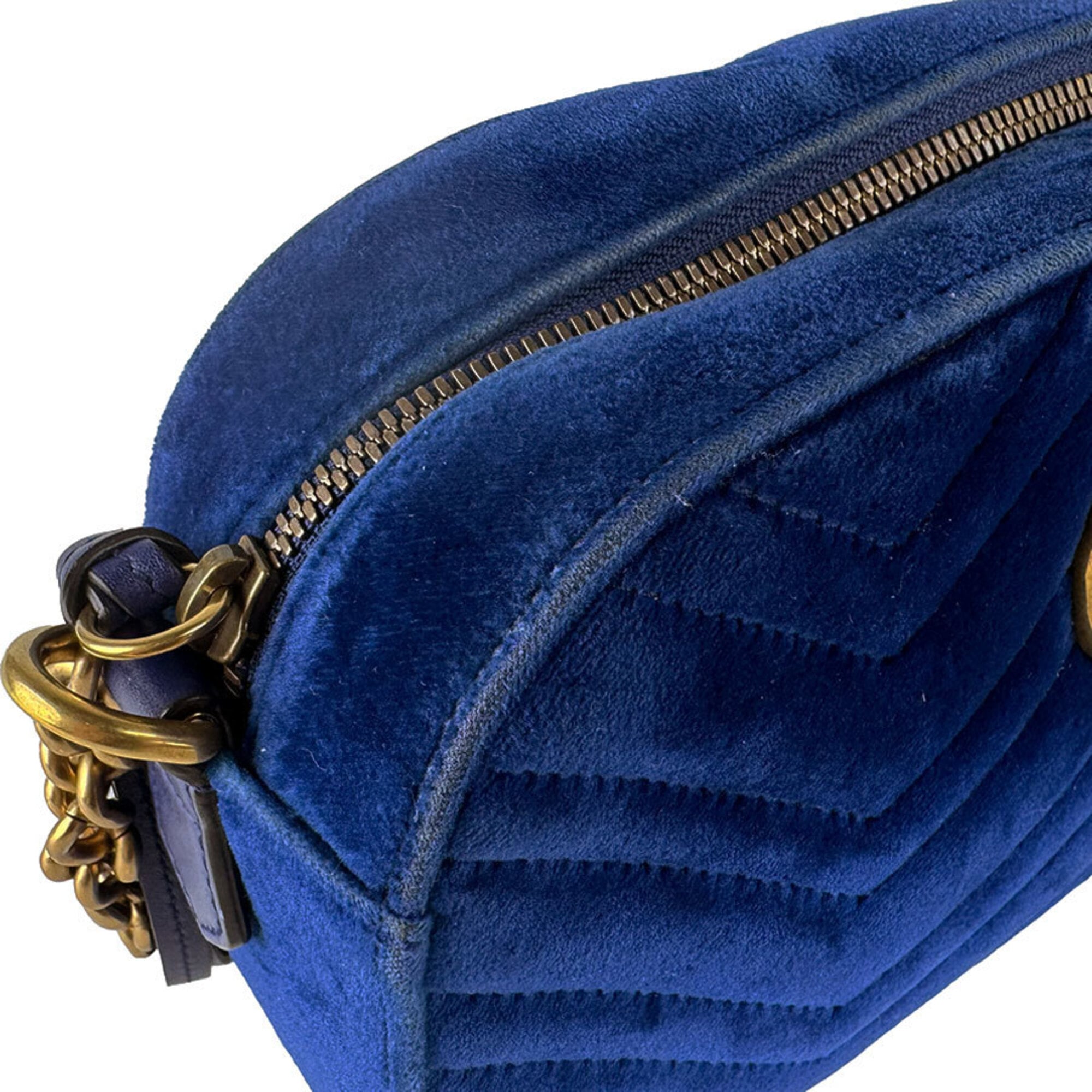 Gucci Dark Blue Velvet Shoulder Bag (Pre-Owned)