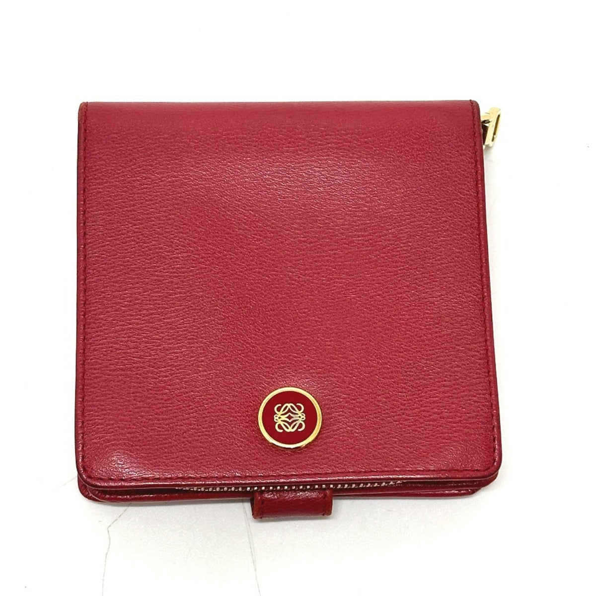 Loewe Red Color Leather Wallet (Bi-Fold) (Pre-Owned)