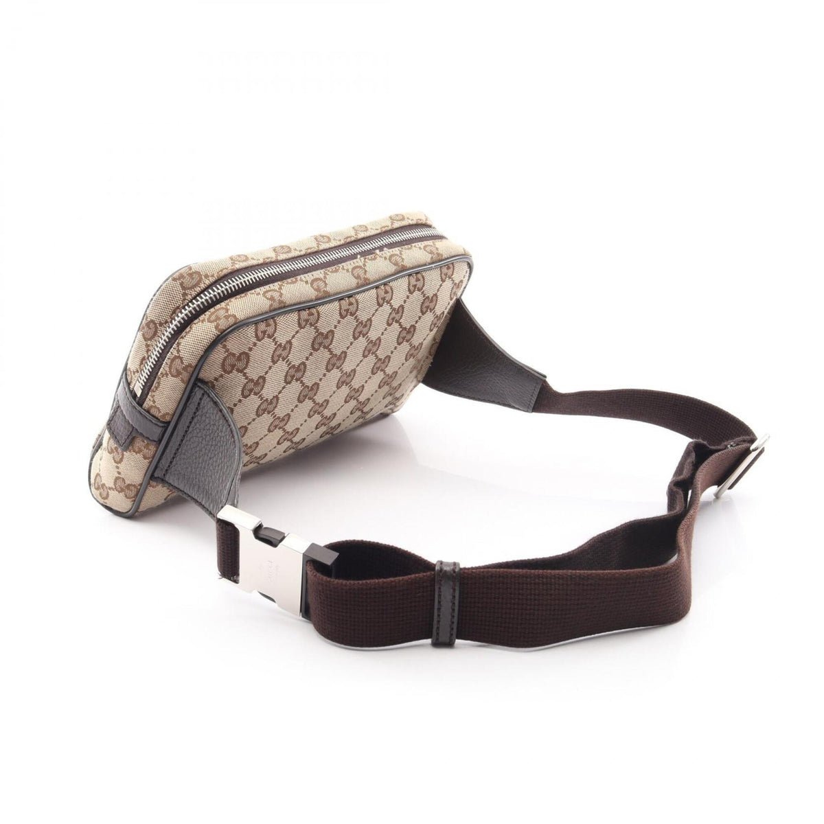 Gucci Beige Brown Gg Canvas Leather Fanny Pack (Pre-Owned)