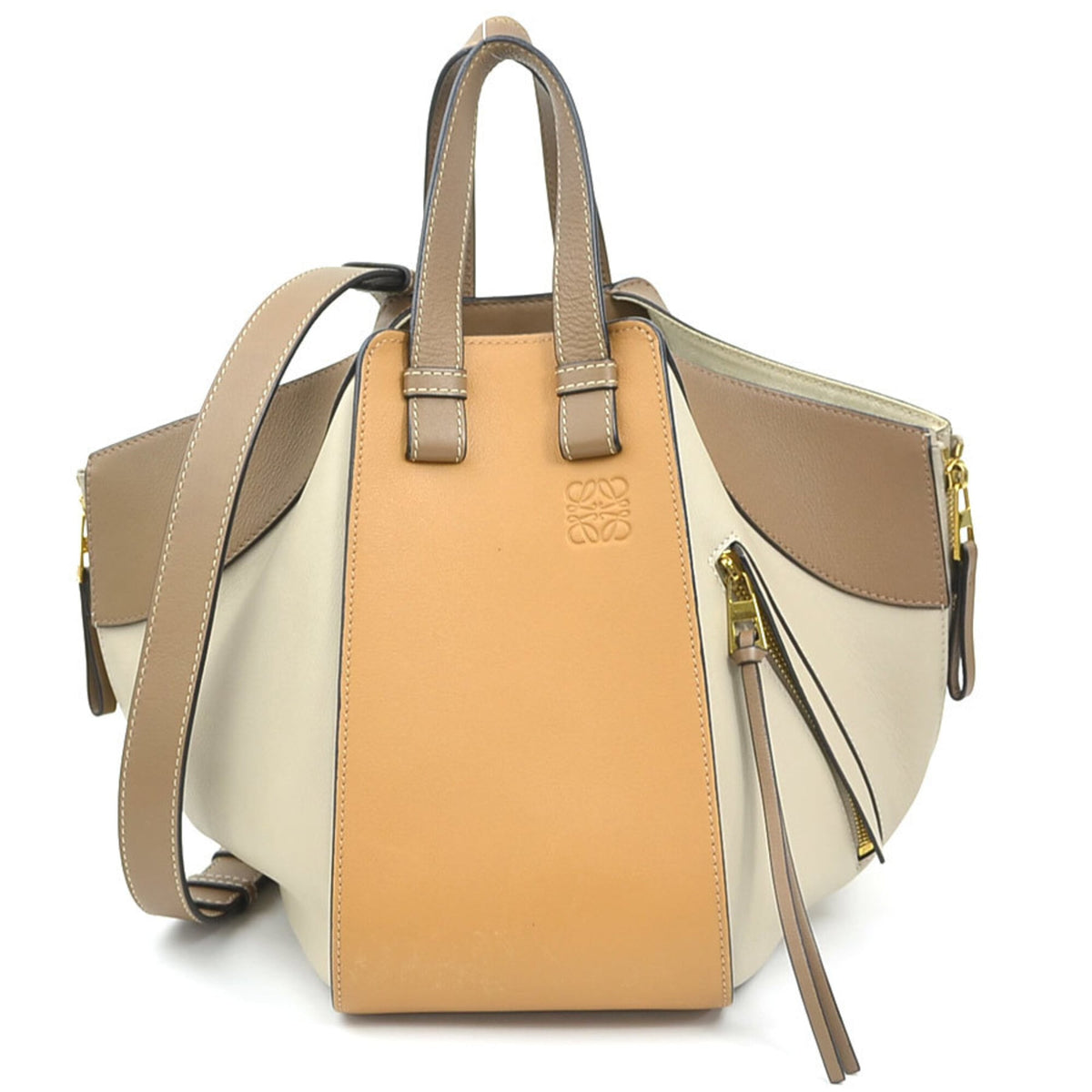 Loewe Brown Grayish Leather Handbag Shoulder Bag (Pre-Owned)