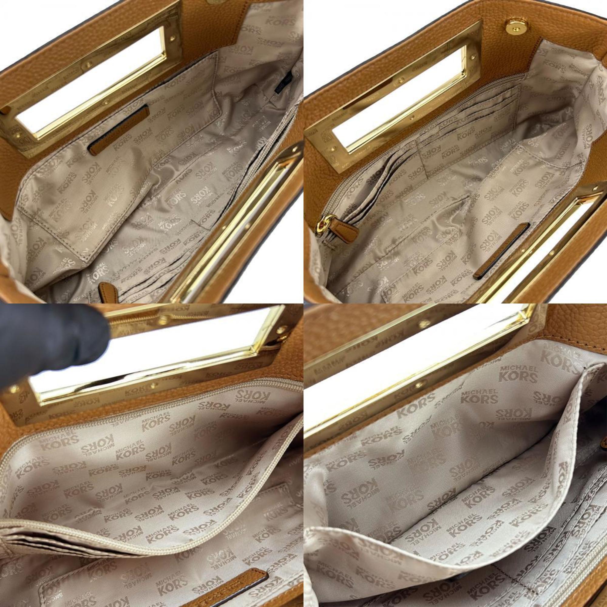 Michael Kors Camel Leather Clutch Bag Handbag (Pre-Owned)