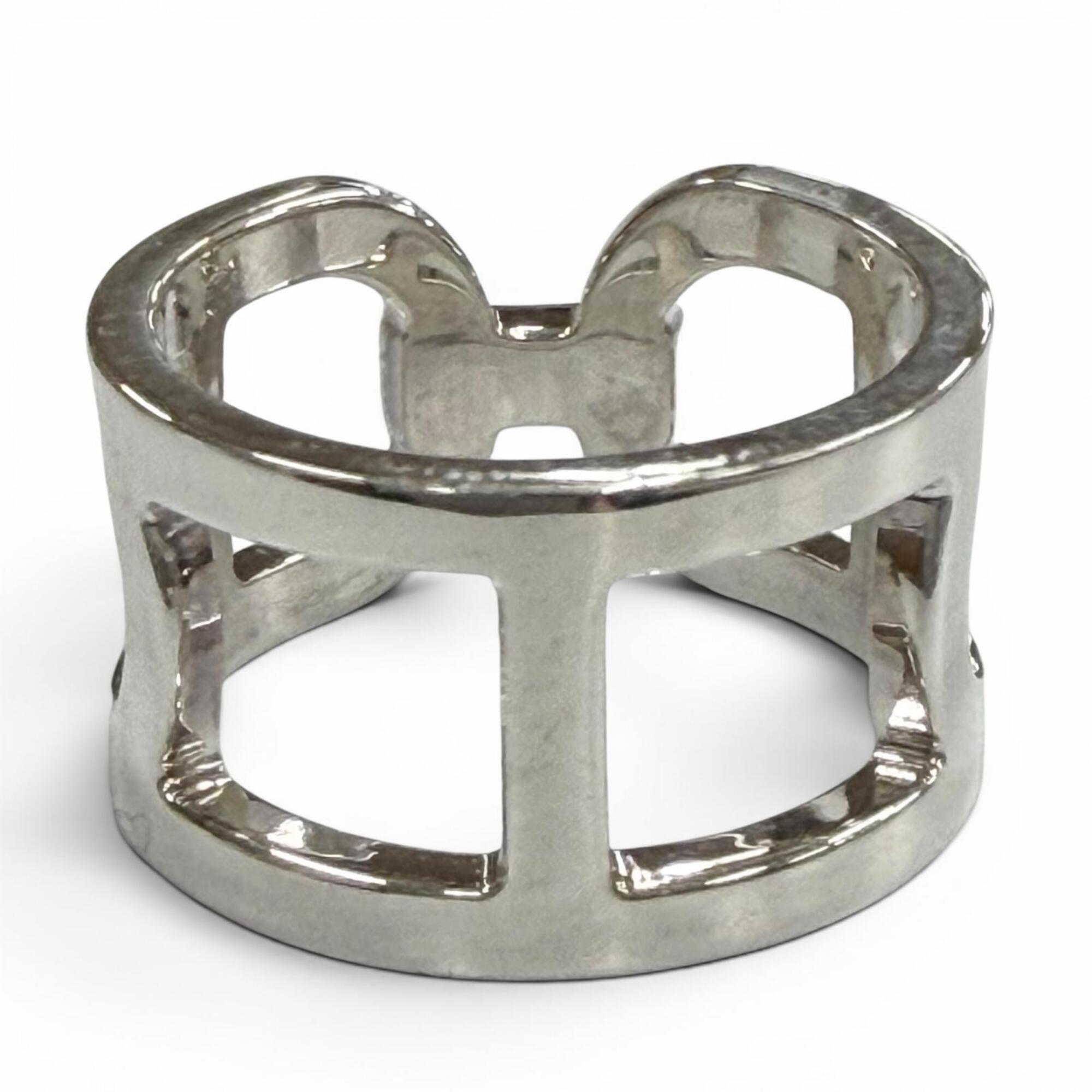 Hermes Silver Silver 925 Band Ring (Pre-Owned)