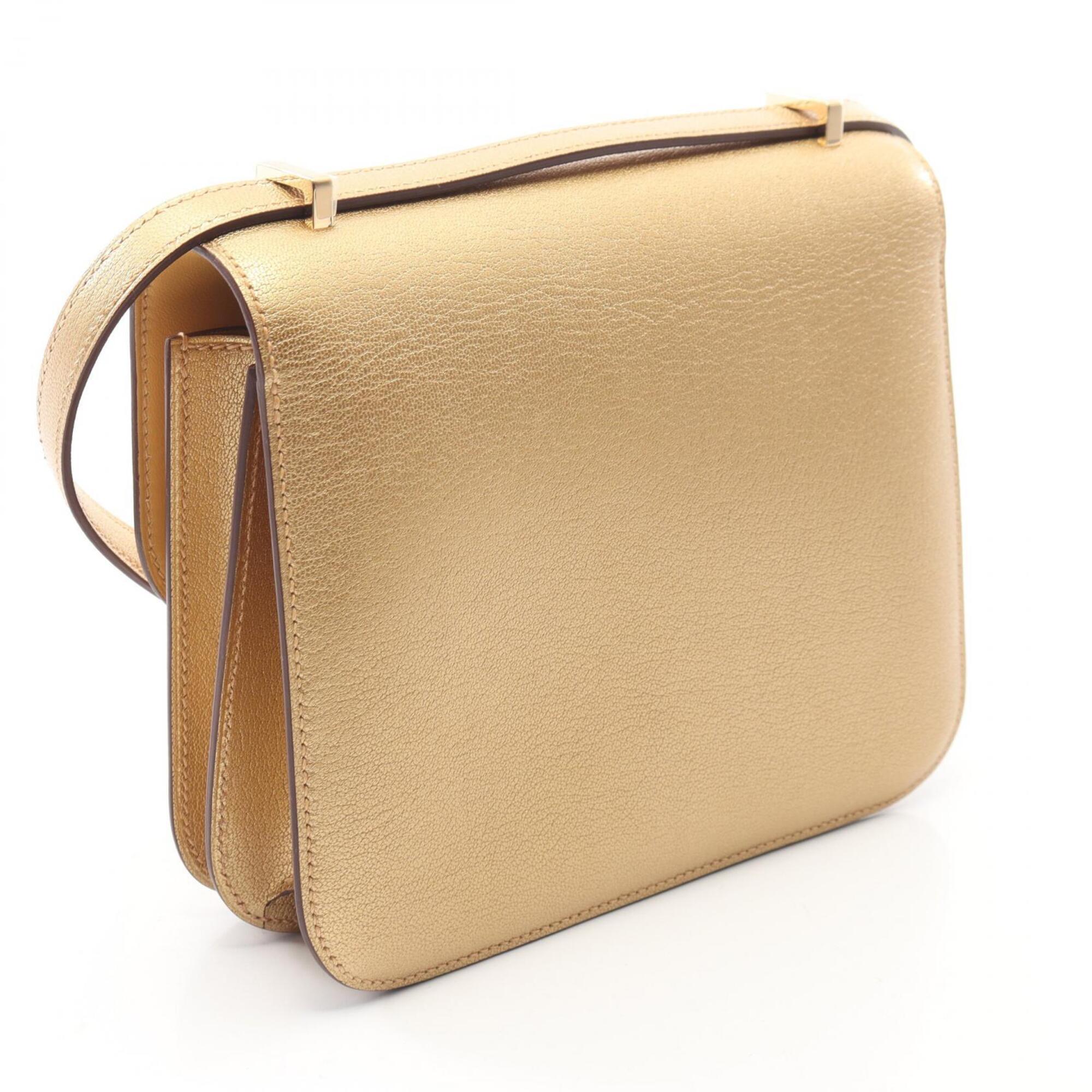 Hermes Gold Leather Chevre Leather Shoulder Bag (Pre-Owned)