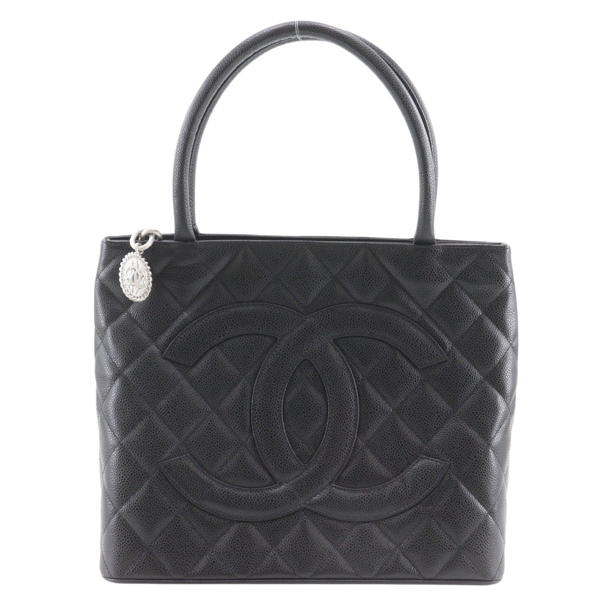 Chanel Black Grained Calfskin Tote Bag (Pre-Owned)