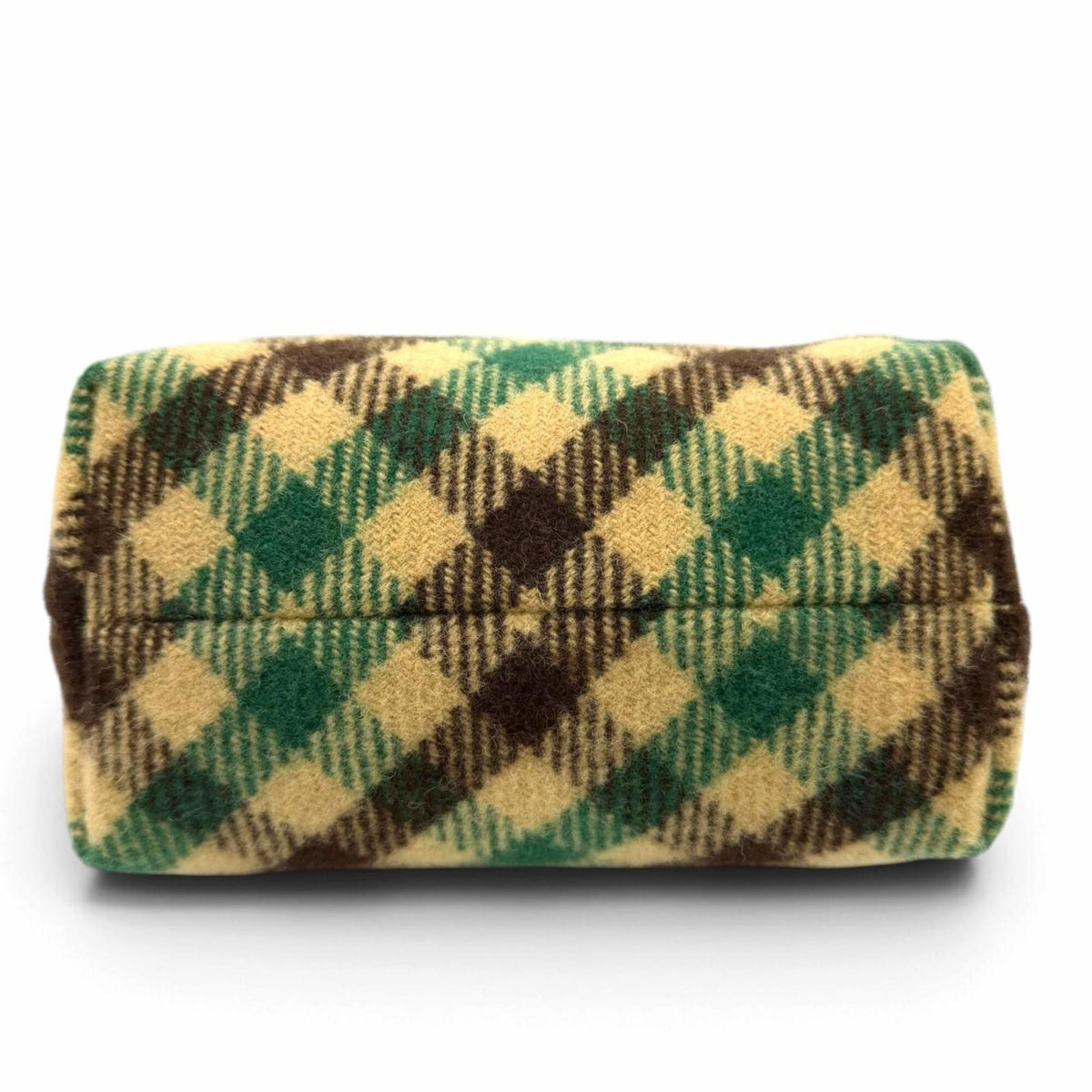 Miu Miu Brown Green Wool Cotton Leather Handbag Pouch (Pre-Owned)
