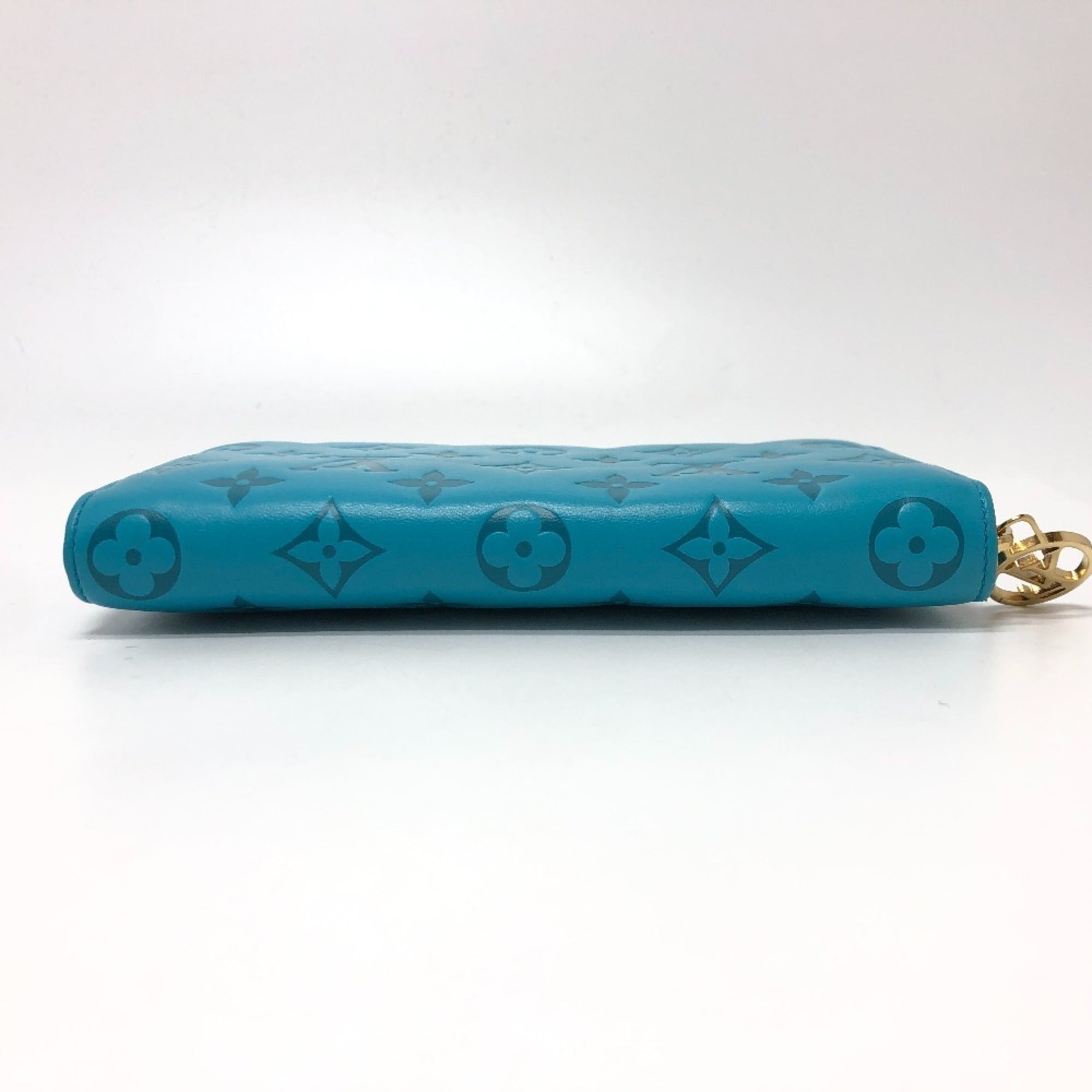 Louis Vuitton Monogram Gold Blue Leather Long Wallet (Bi-Fold) (Pre-Owned)
