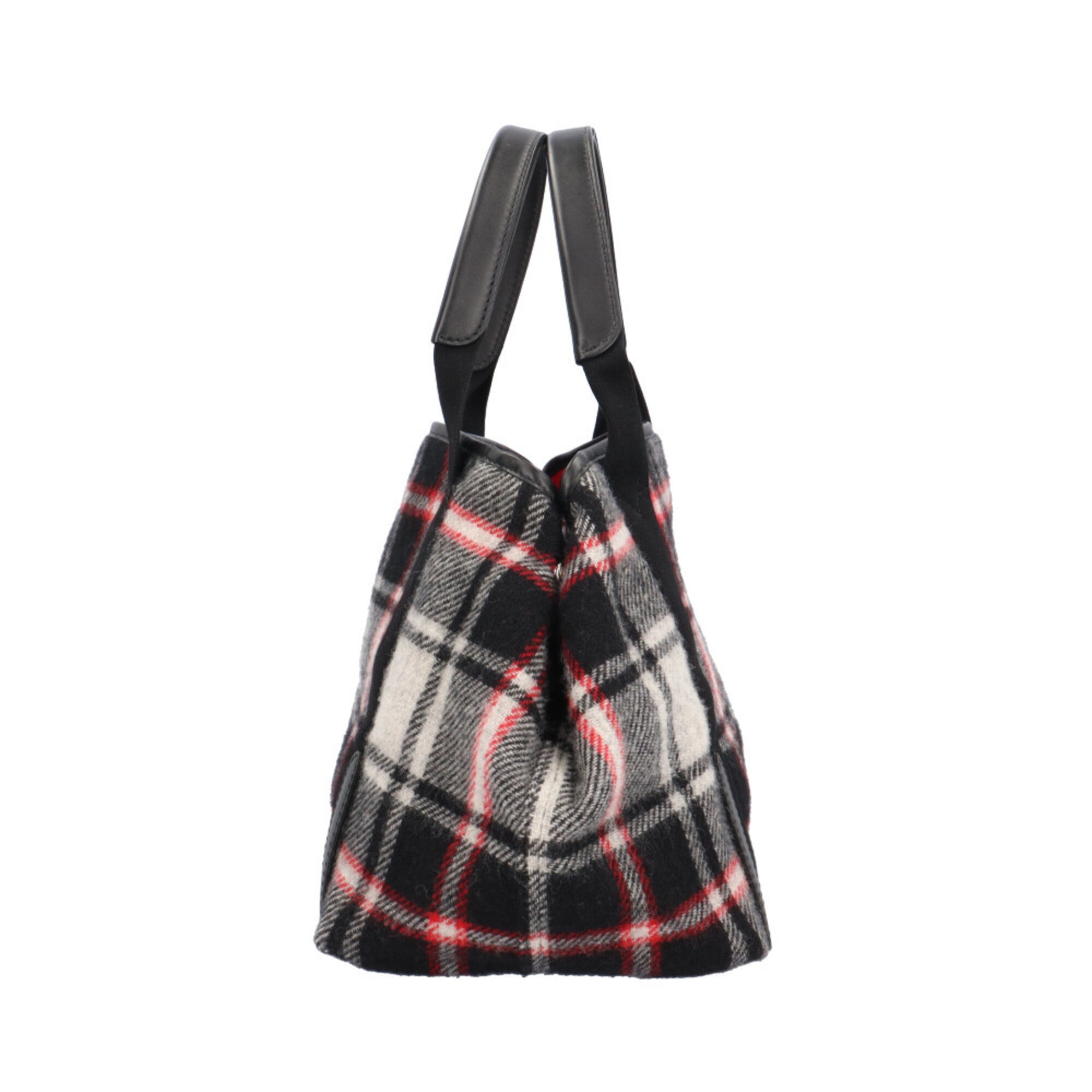 Balenciaga Black Red Color White Wool Handbag (Pre-Owned)