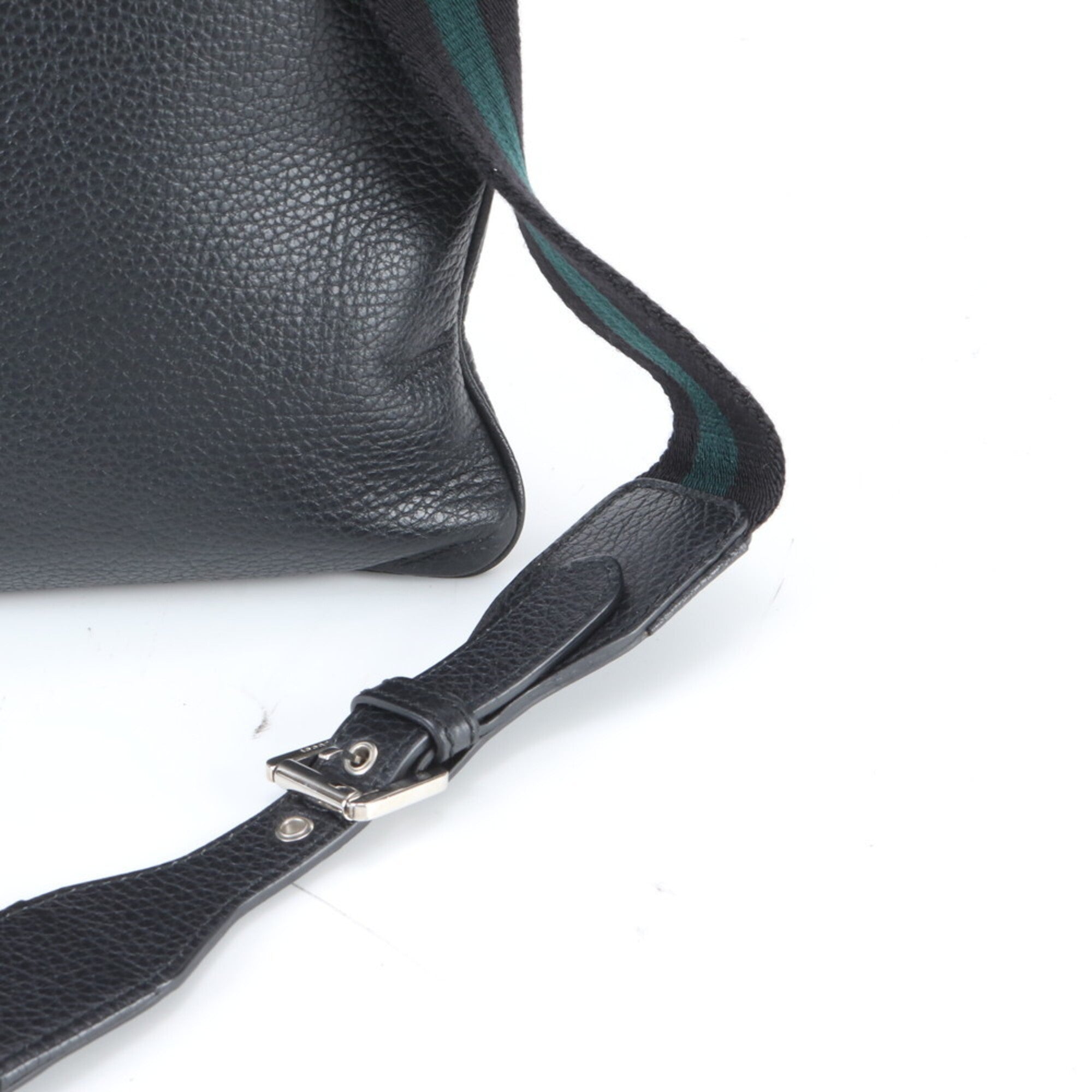Gucci Black Leather Messenger Bag Shoulder Bag Tote Bag (Pre-Owned)
