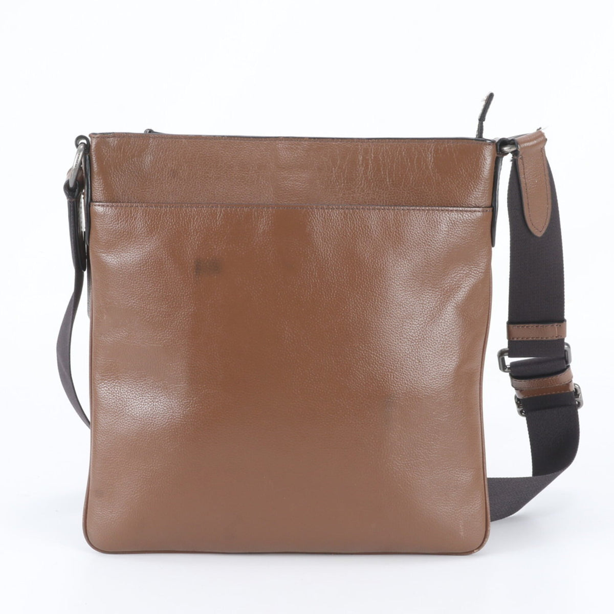 Coach Brown Navy Leather Messenger Bag Shoulder Bag (Pre-Owned)