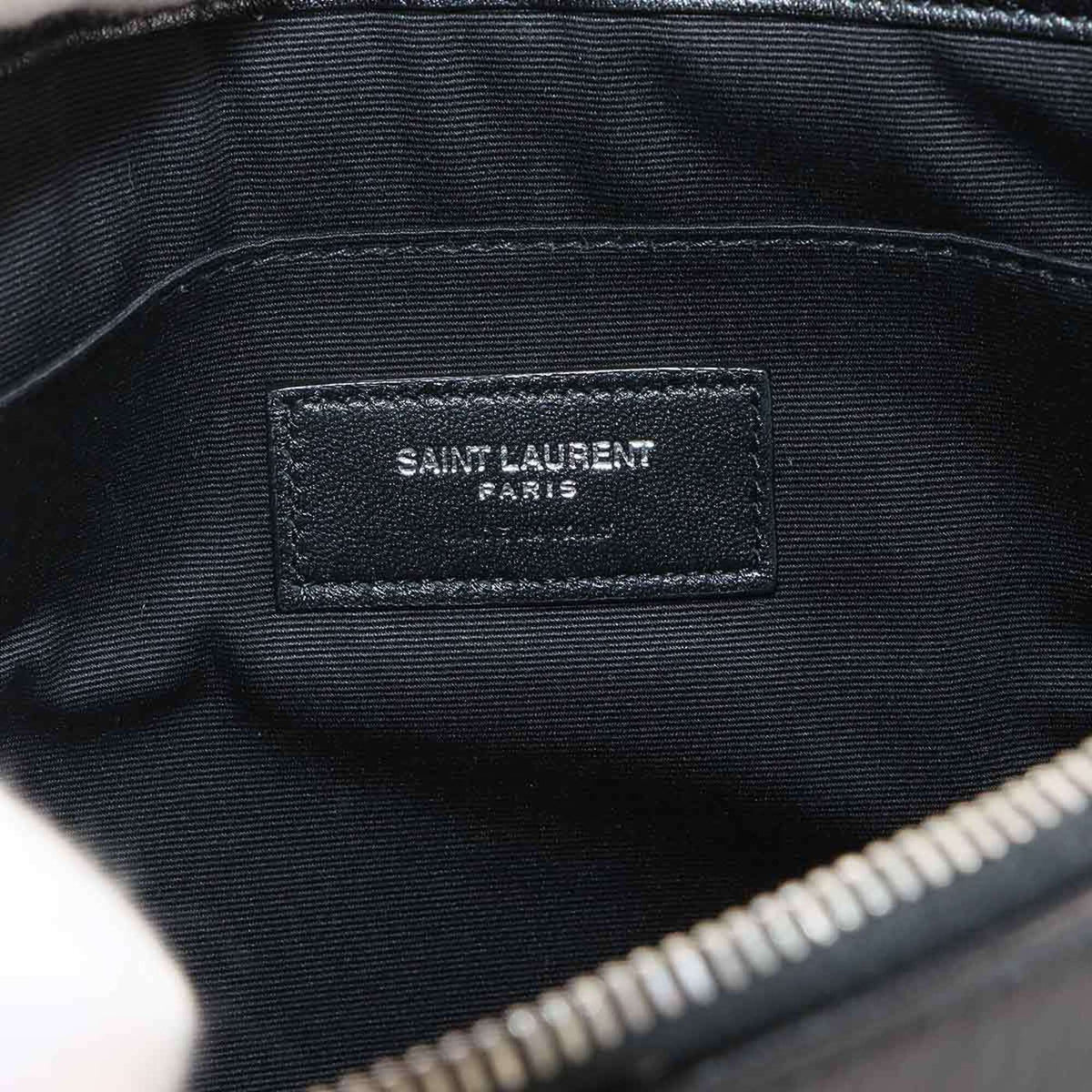 Saint Laurent Black Leather Clutch Bag Handbag (Pre-Owned)