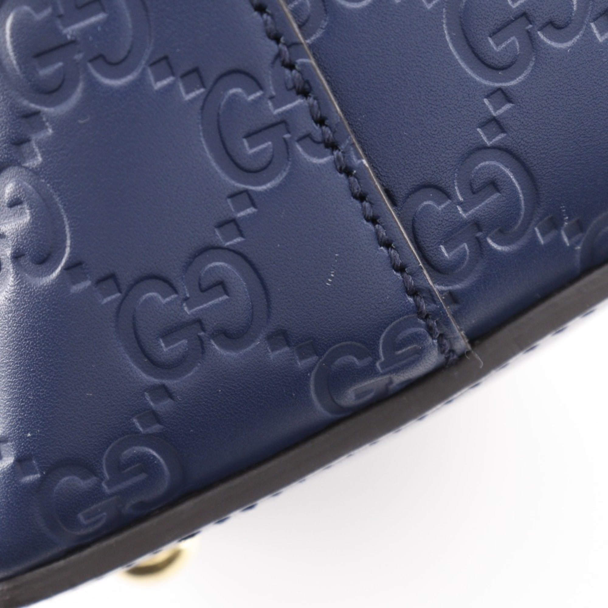 Gucci Navy Leather Handbag (Pre-Owned)