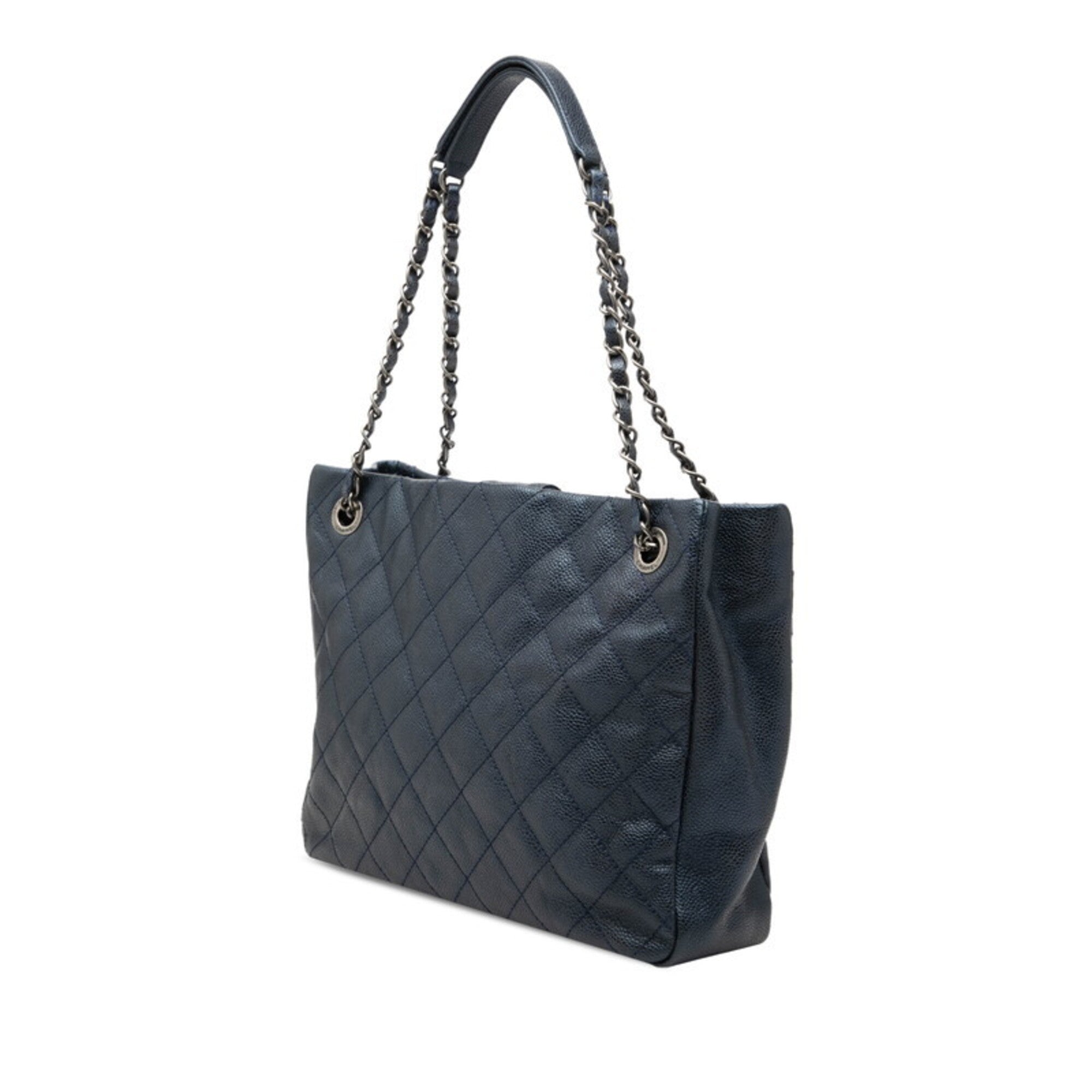 Chanel Blue Grained Calfskin Tote Bag (Pre-Owned)
