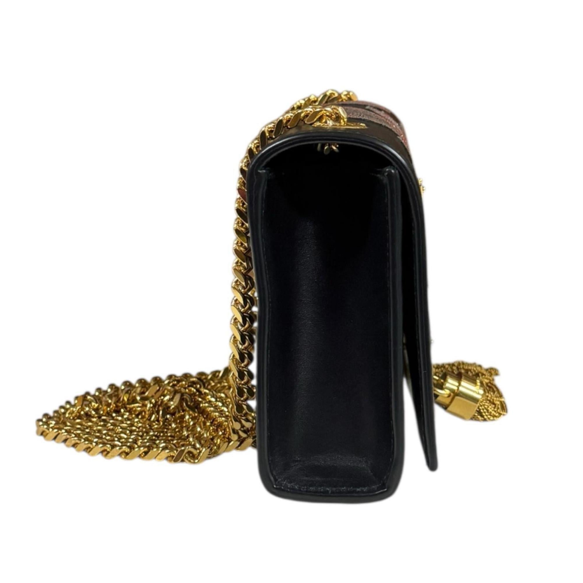 Saint Laurent Black Red Color Leather Shoulder Bag (Pre-Owned)