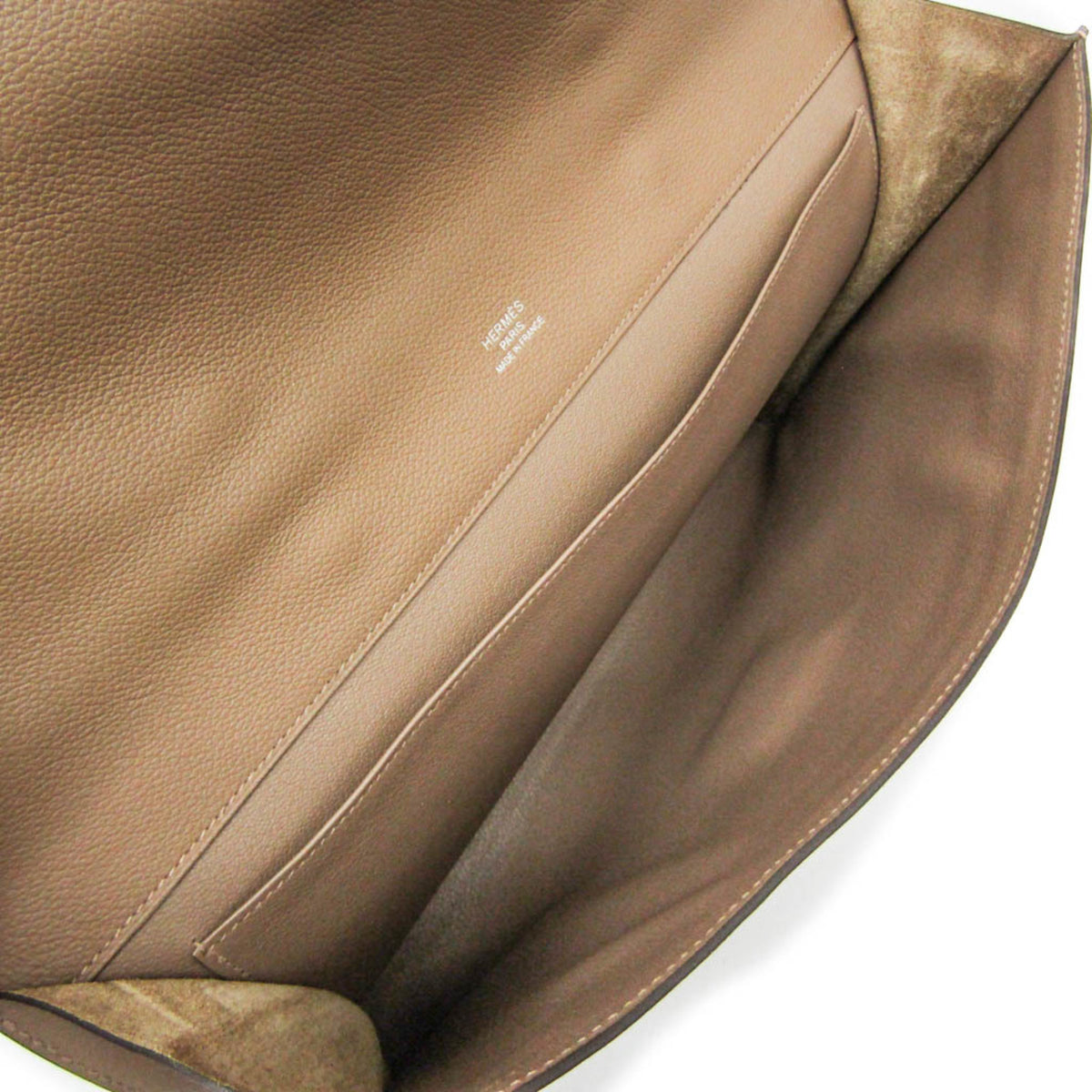 Hermes Sac A Depeche Etoupe Gray Taurillon Clemence Leather Briefcase Document Case (Pre-Owned)