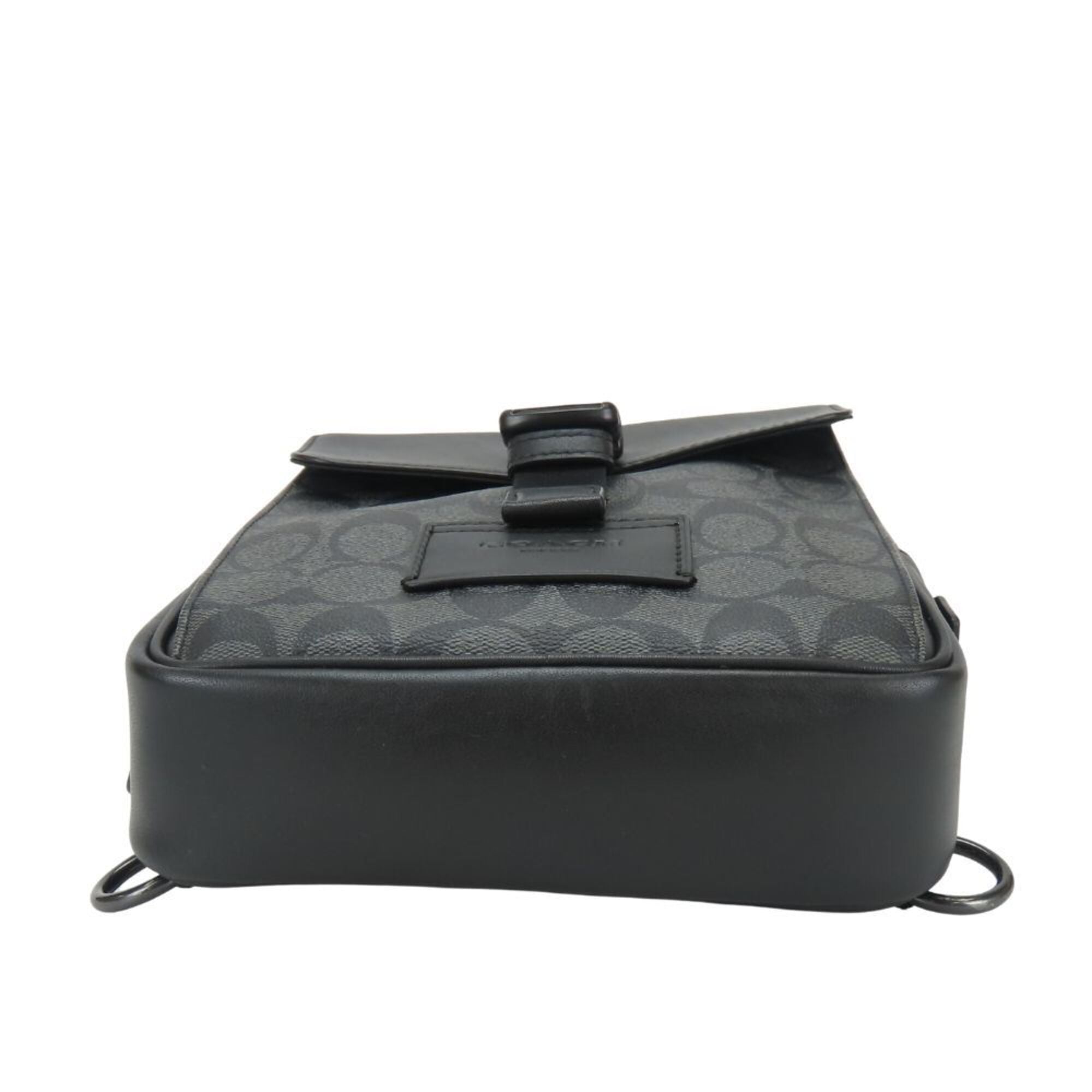Coach Signature Black Gray Pvc Coated Canvas Leather Sling Bag (Pre-Owned)