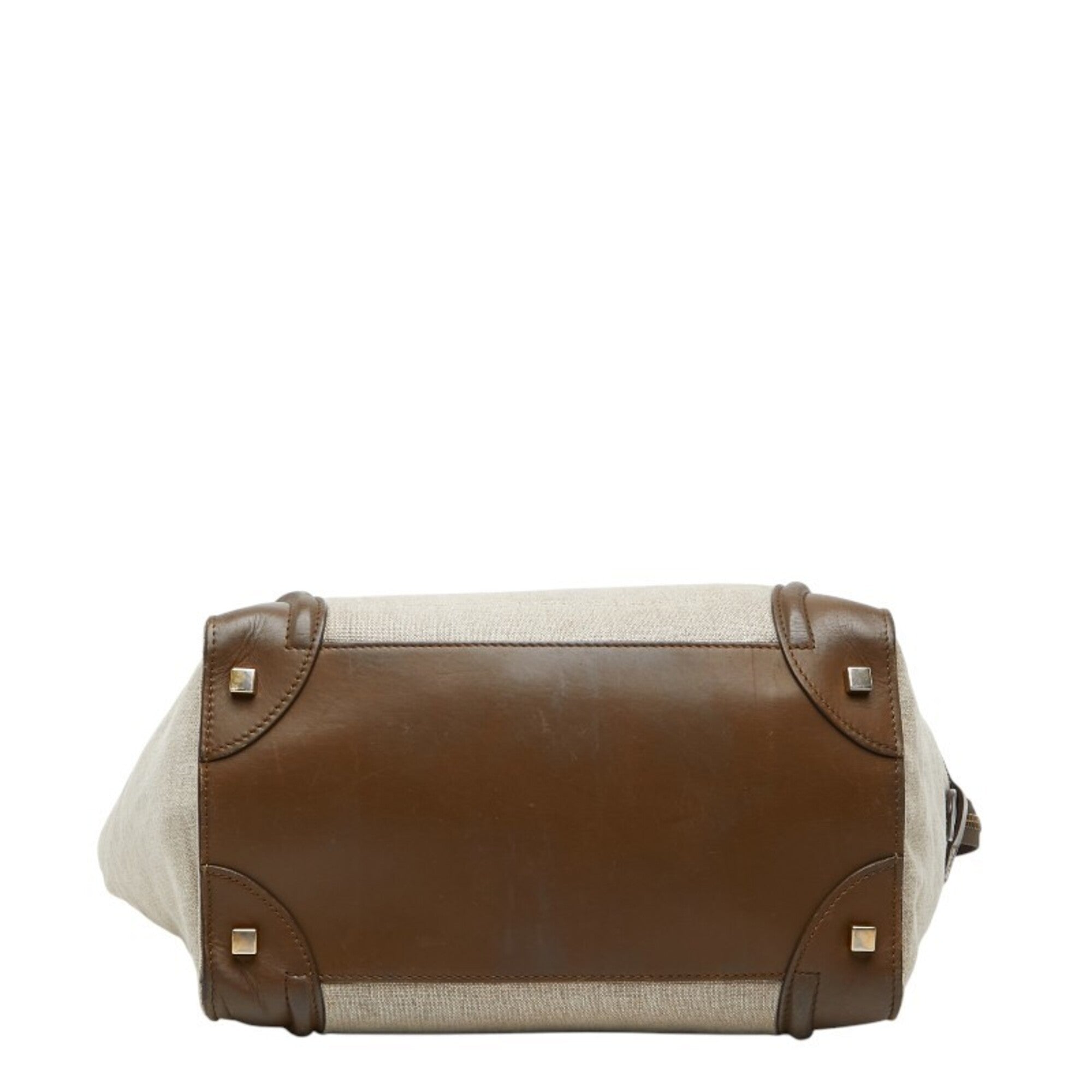 Celine Beige Brown Canvas Leather Handbag (Pre-Owned)