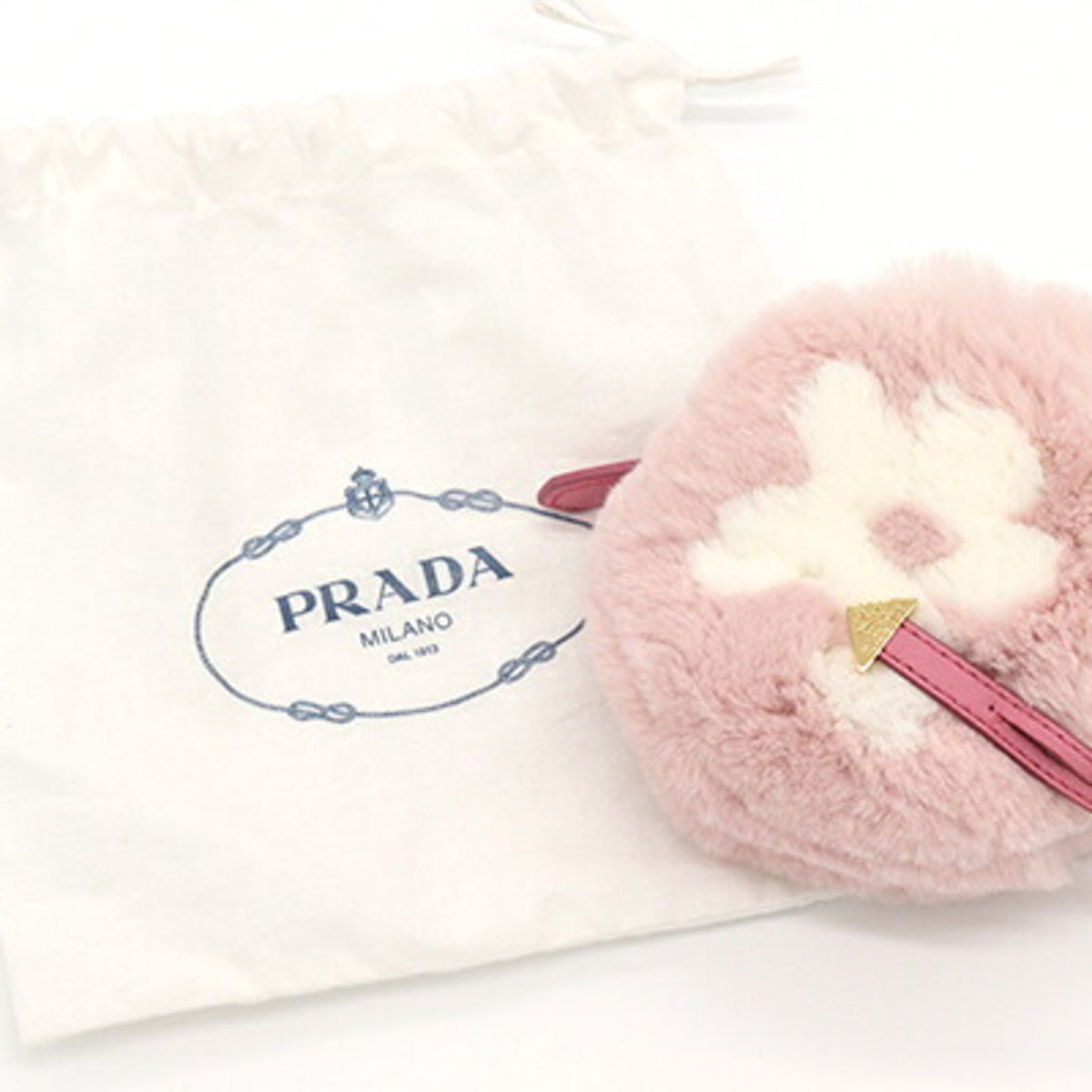 Prada Light Pink Pink White Fur Handbag Pouch (Pre-Owned)