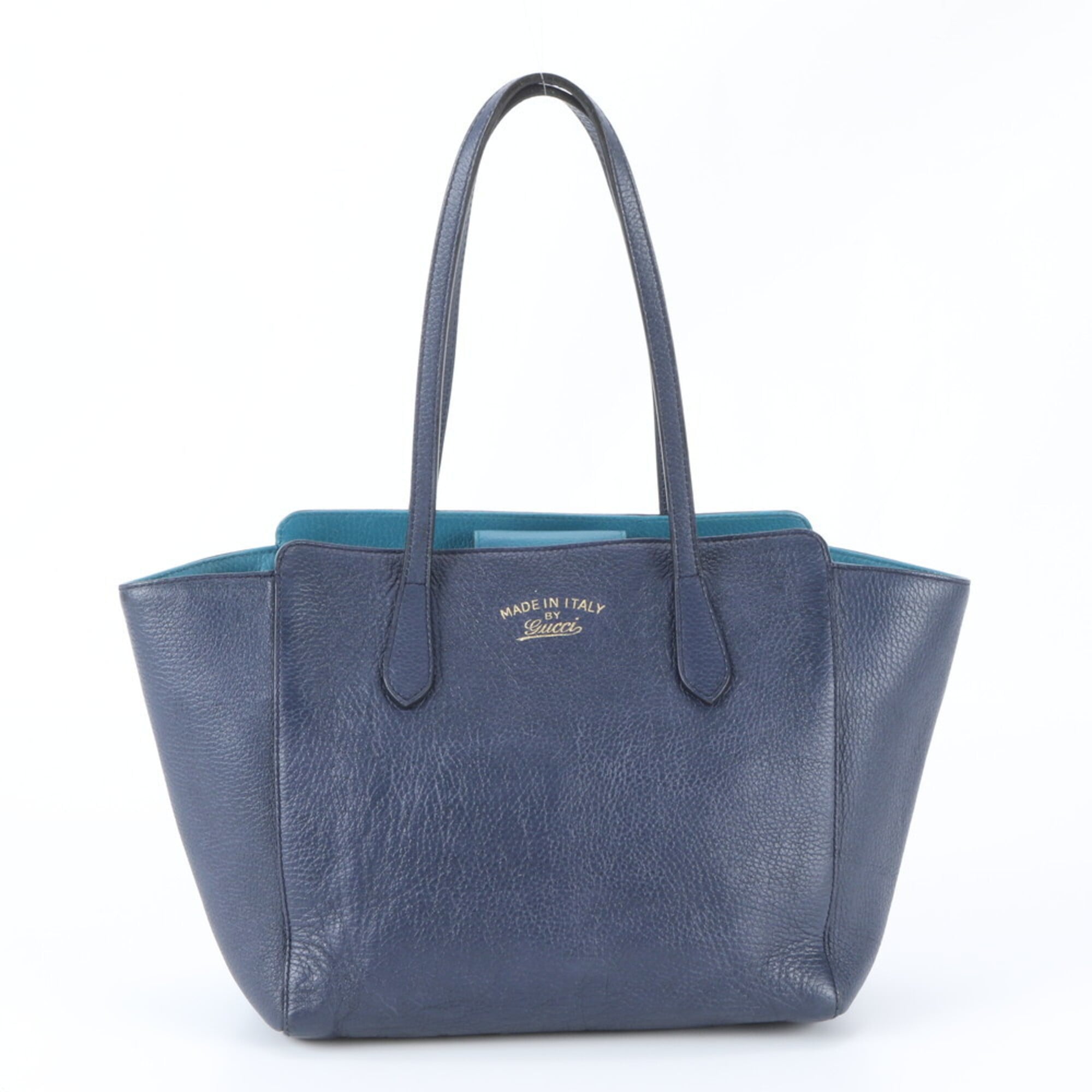 Gucci Gucci Swing Navy Leather Handbag Tote Bag (Pre-Owned)