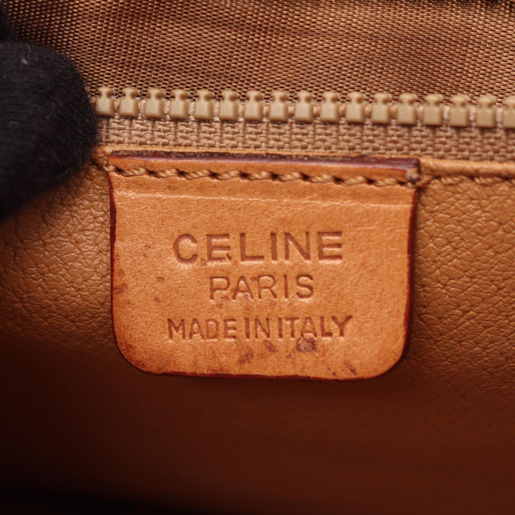 Celine Macadam Beige Brown Coated Canvas Handbag Shoulder Bag (Pre-Owned)