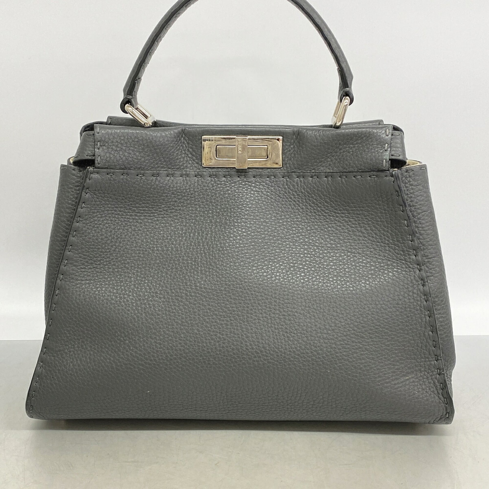 Fendi Gray Leather Handbag (Pre-Owned)