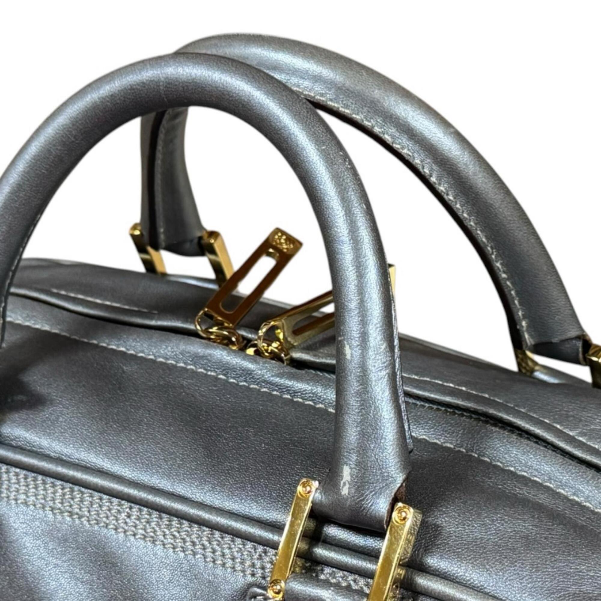 Loewe Gray Metallic Gray Leather Handbag (Pre-Owned)