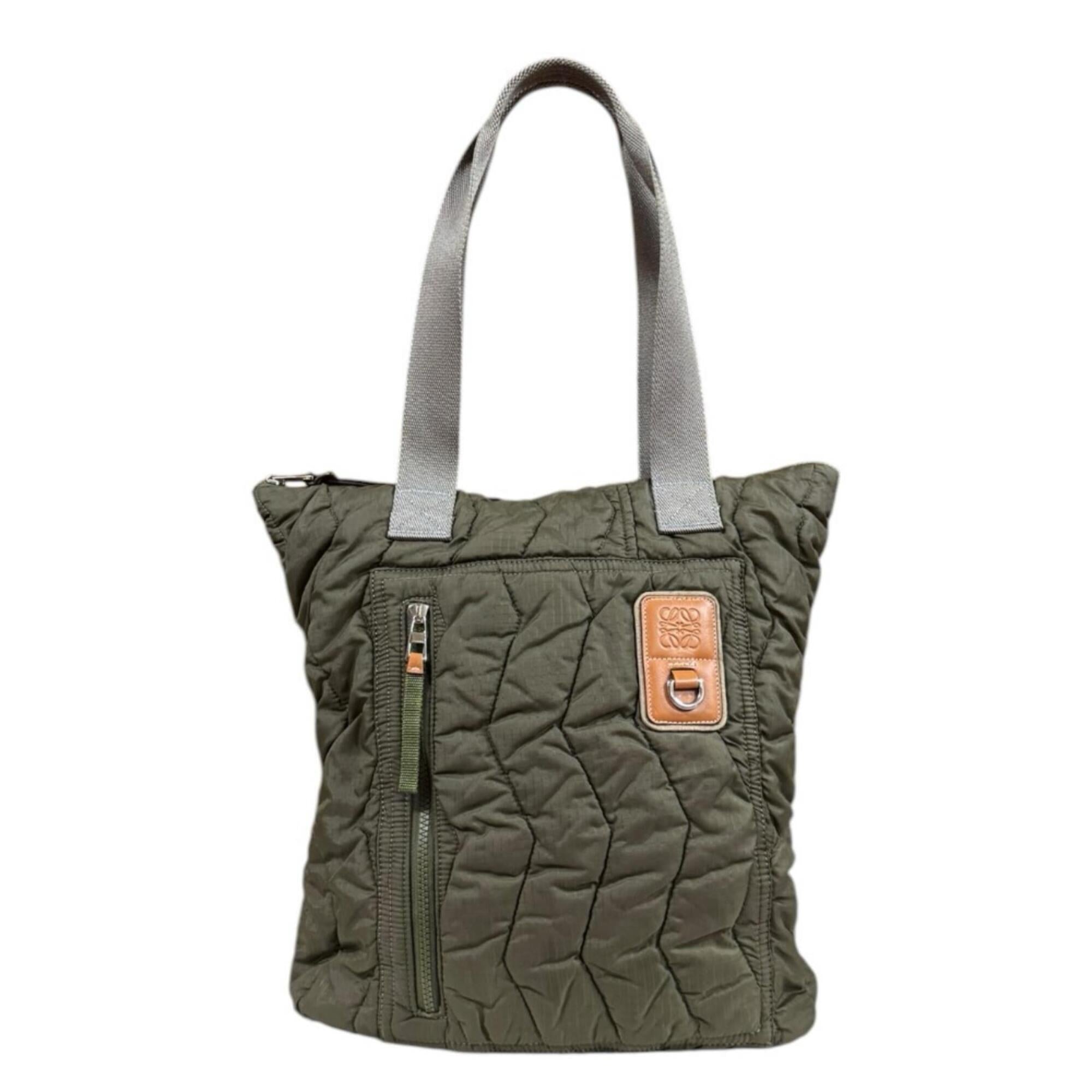 Loewe Green Khaki Nylon Tote Bag (Pre-Owned)