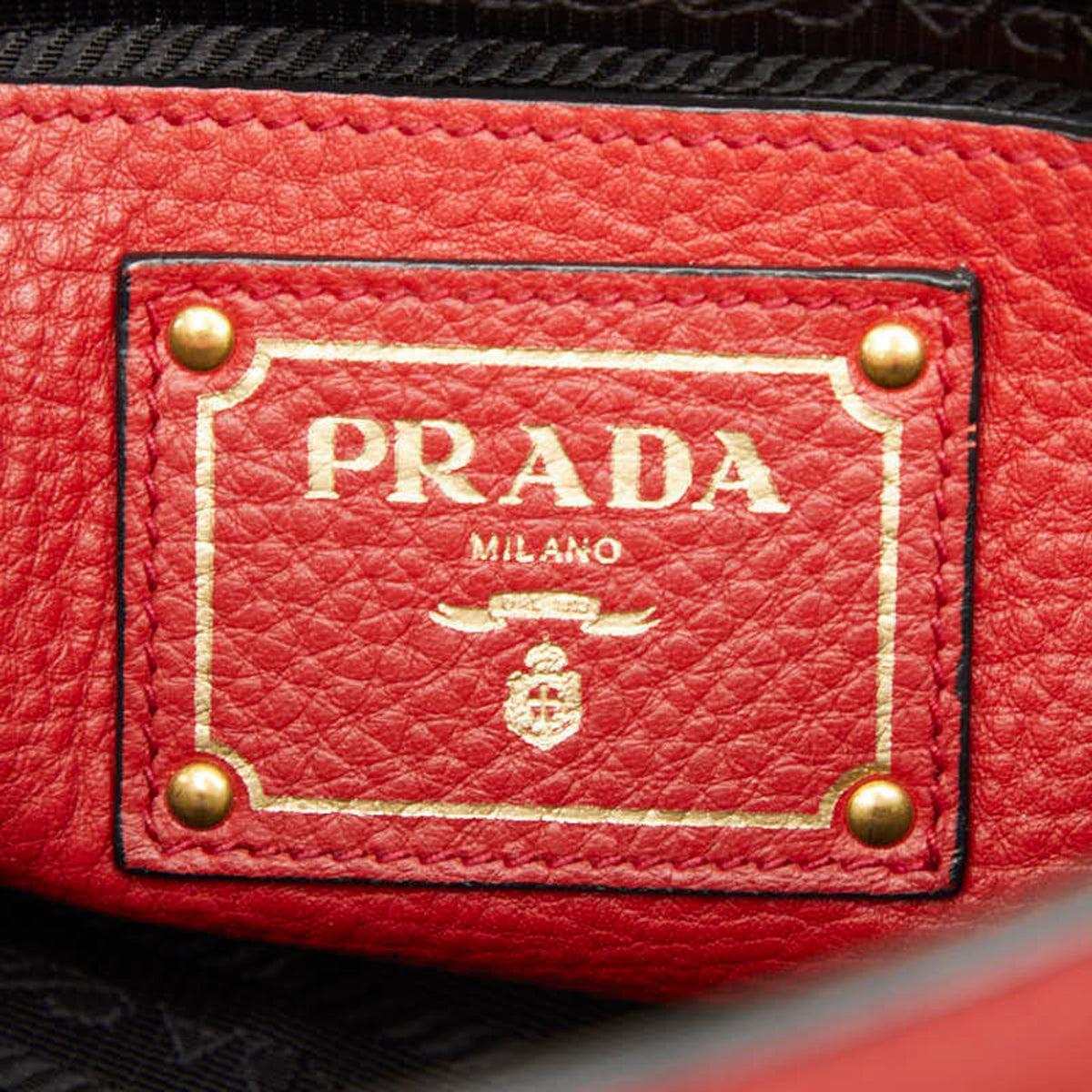 Prada Red Color Leather Handbag Shoulder Bag (Pre-Owned)