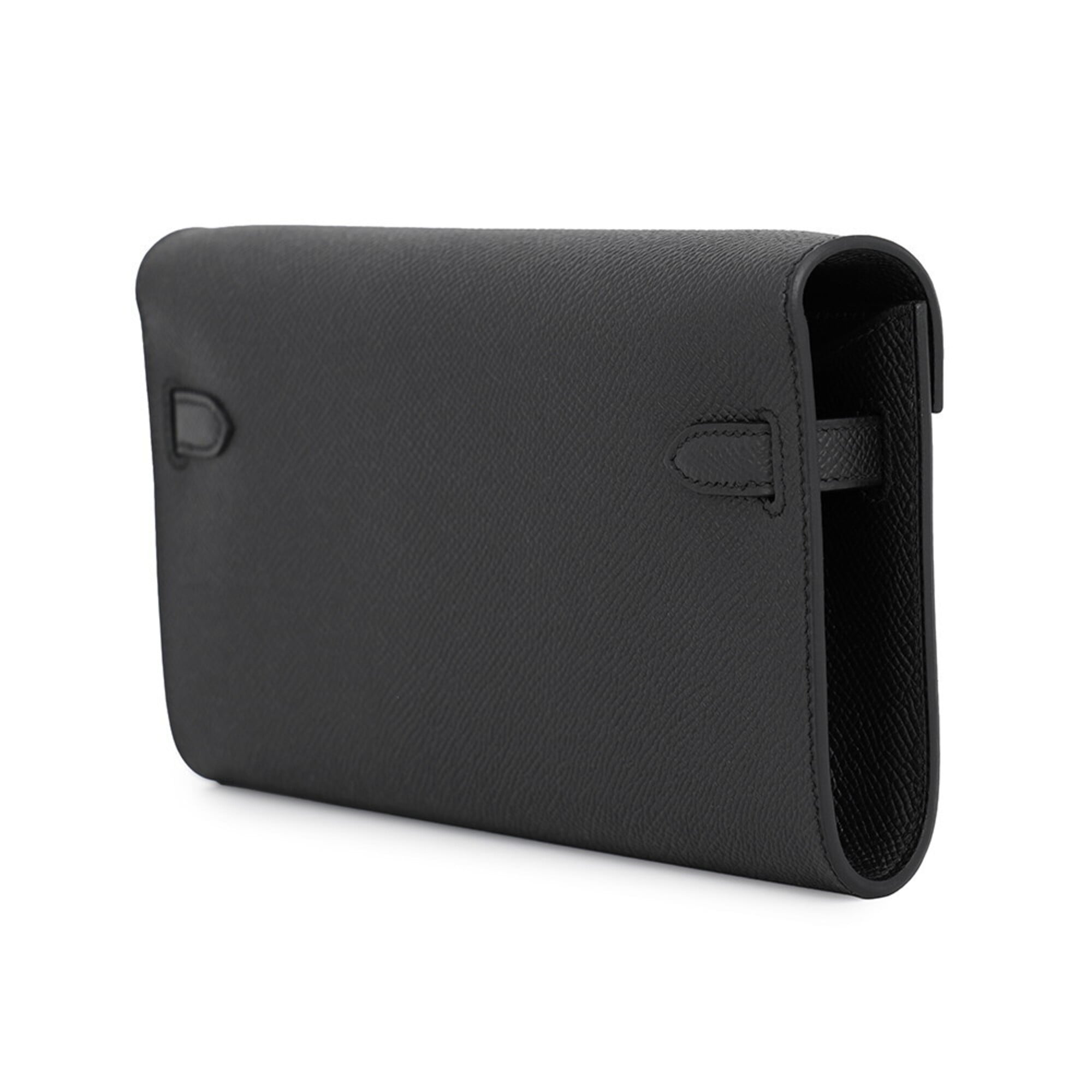 Hermes Kelly Black Epsom Leather Long Wallet (Bi-Fold) (Pre-Owned)