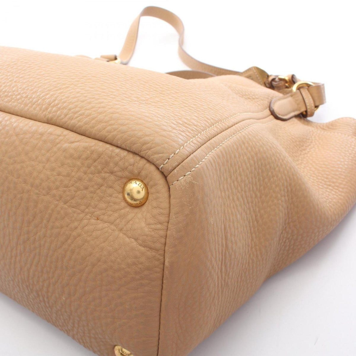 Prada Beige Leather Handbag Tote Bag (Pre-Owned)