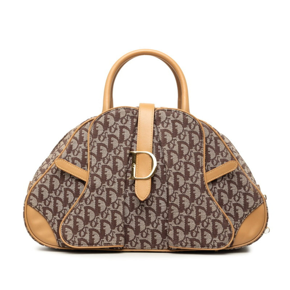 Christian Dior Beige Brown Canvas Leather Handbag (Pre-Owned)