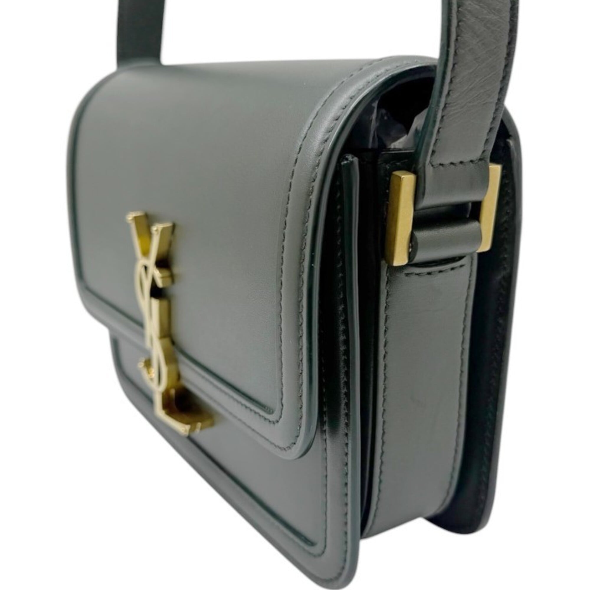 Yves Saint Laurent Dark Green Leather Shoulder Bag (Pre-Owned)