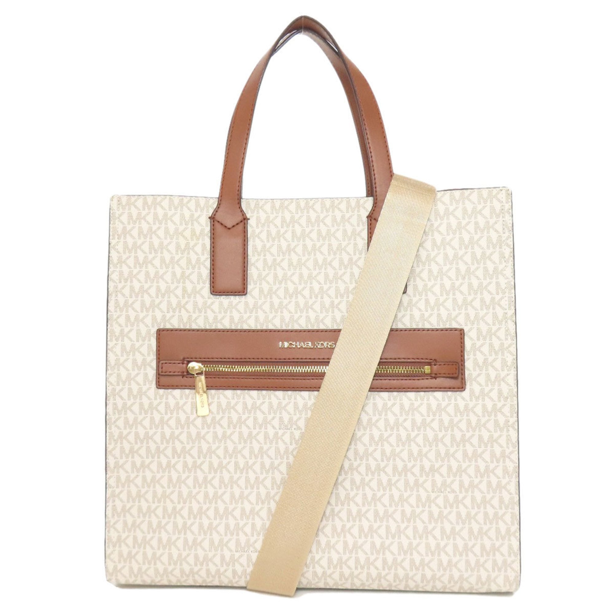 Michael Kors Brown White Pvc Tote Bag (Pre-Owned)