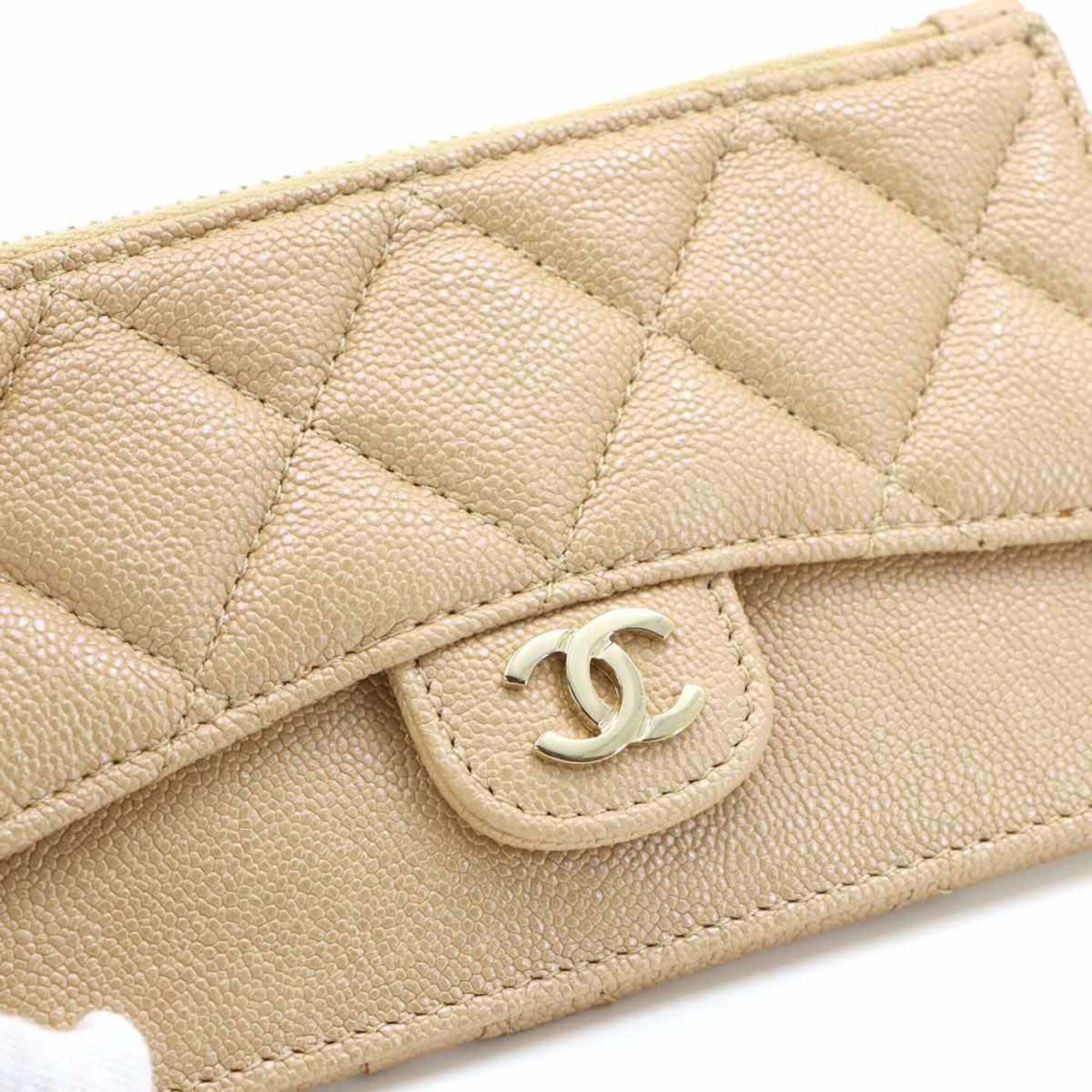 Chanel Beige Grained Calfskin Coin Purse/Coin Case (Pre-Owned)