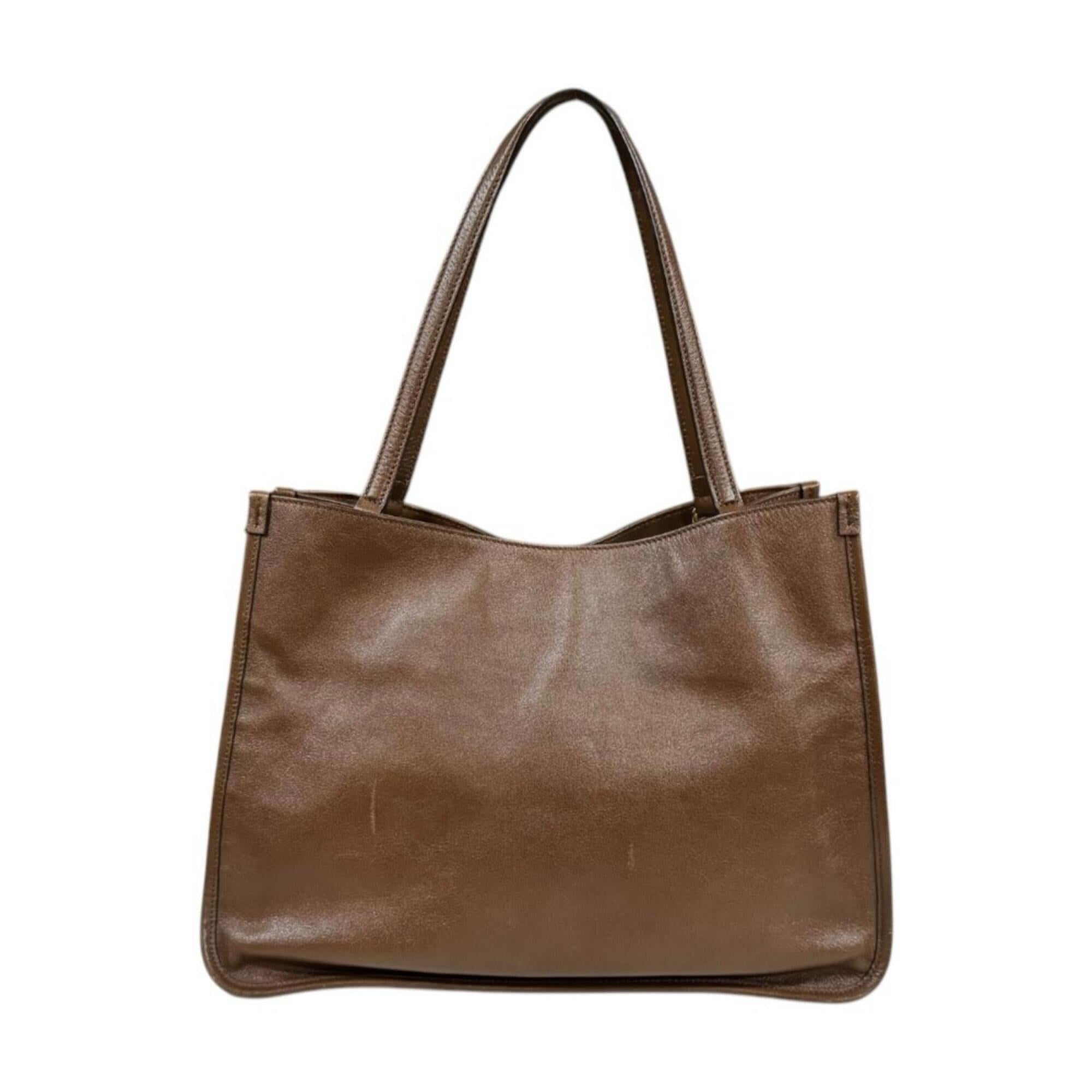 Gucci Brown Leather Tote Bag (Pre-Owned)