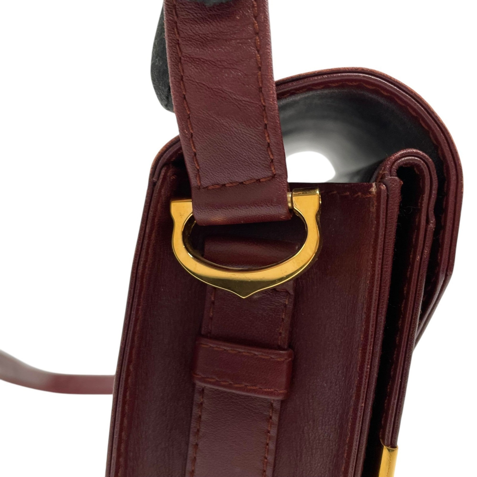 Cartier Bordeaux Wine Red Leather Shoulder Bag (Pre-Owned)